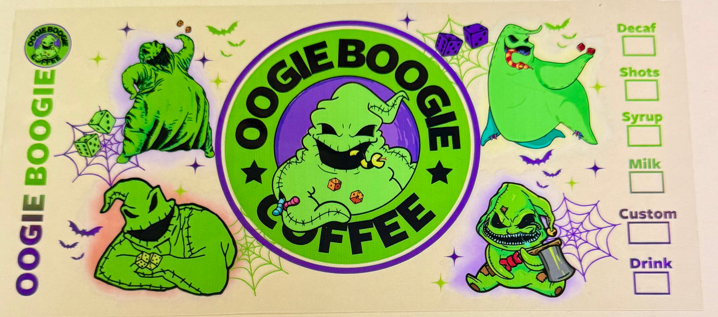 C439- (1PC) OOGIE BOOGIE COFFEE 16OZ UV DTF Transfer Wrap/Sticker for Cup/Tumbler