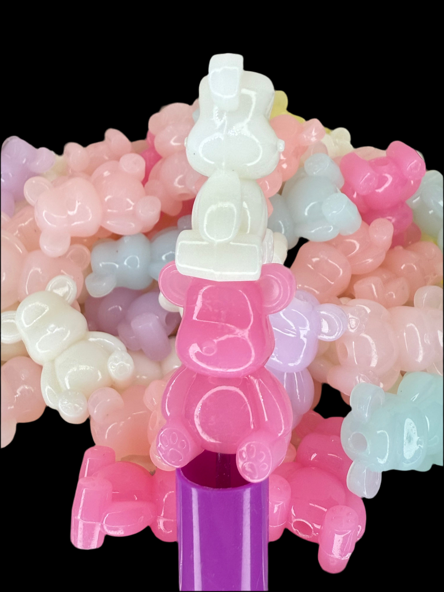 A3- (10PCS) 1" Multi Color Pastel Jelly Bears Acrylic Beads for DIY