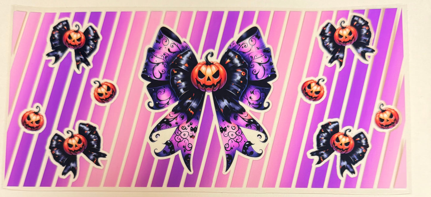 C485- (1PC) HALLOWEEN BOW 16OZ UV DTF Transfer Wrap/Sticker for Cup/Tumbler