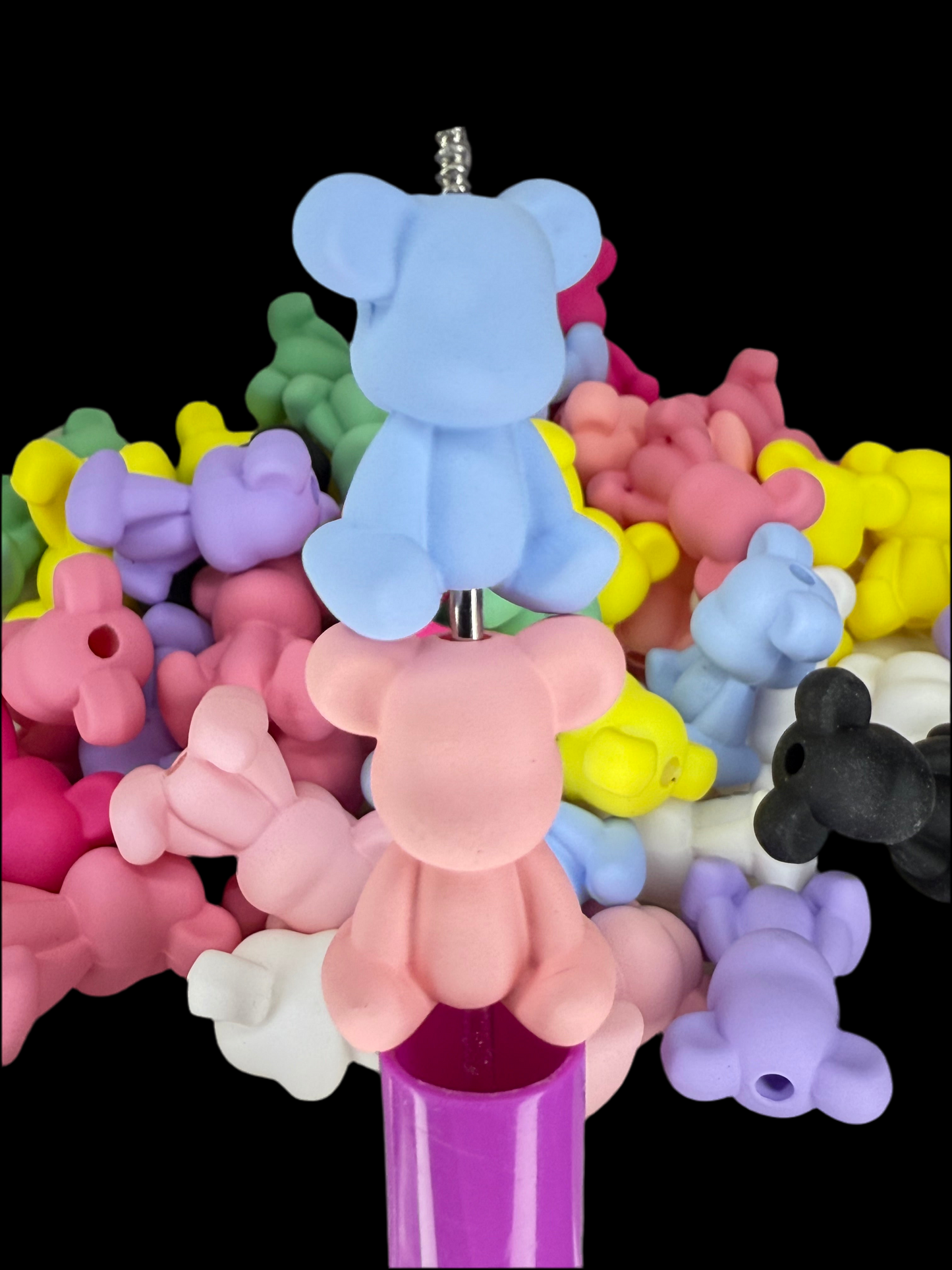 A2- (10PCS) 1" Multi Color Matte Coated/Soft Touch Bears Acrylic Beads for DIY