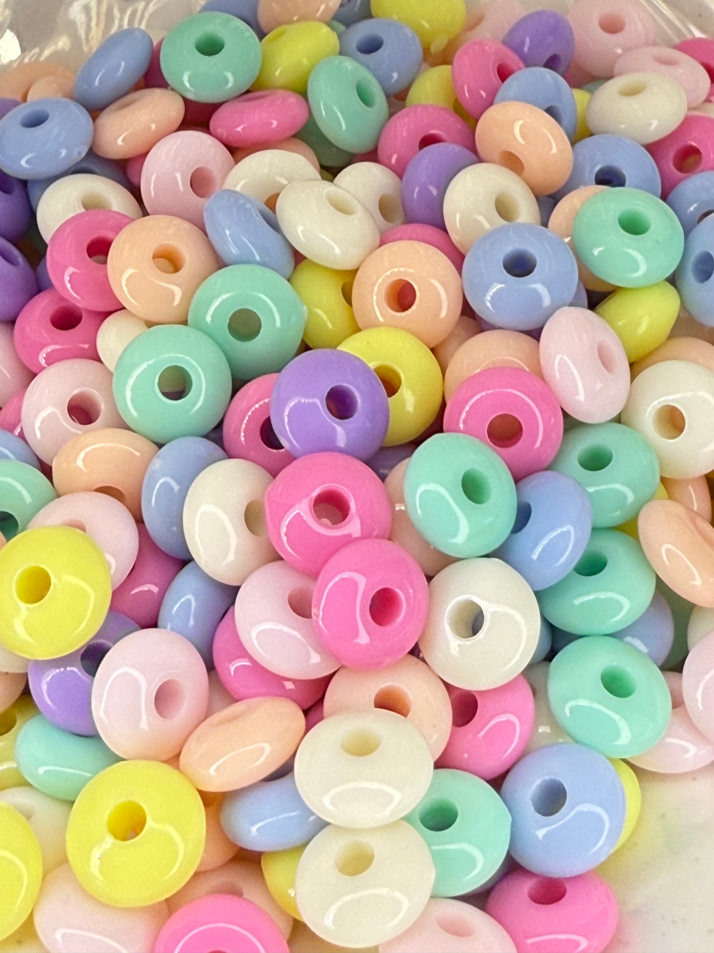 R91-(20PCS) 8mm Multi Color Pastel/Lentils/Spacer/Wheel Plastic Beads for DIY