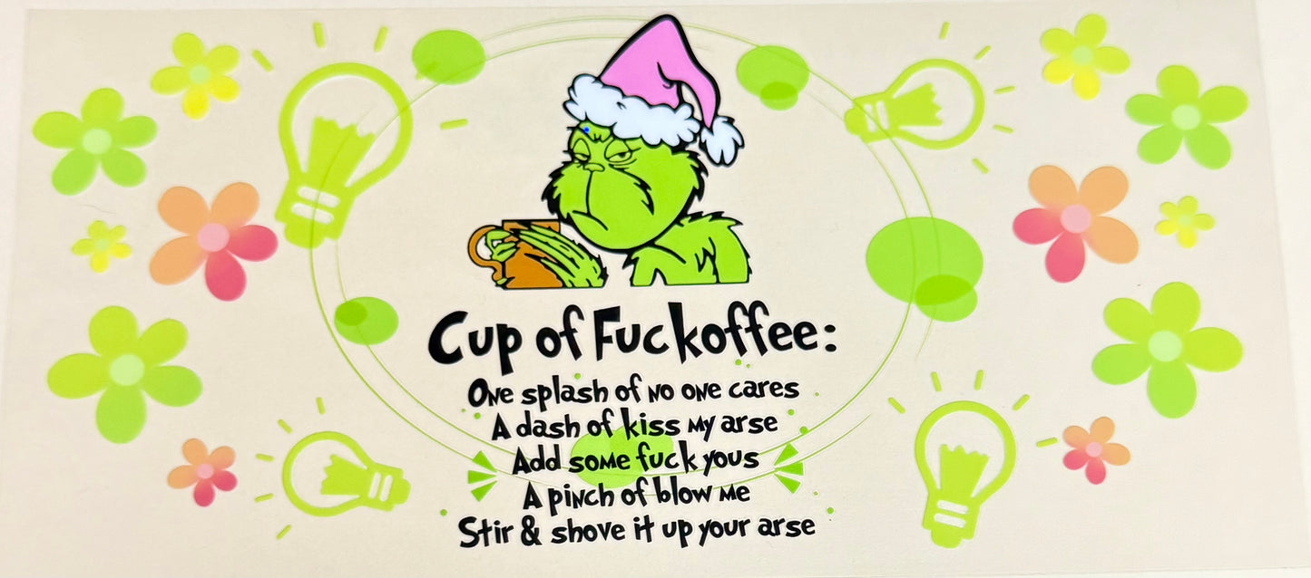 C474- (1PC) GRINCH 16OZ UV DTF Transfer Wrap/Sticker for Cup/Tumbler