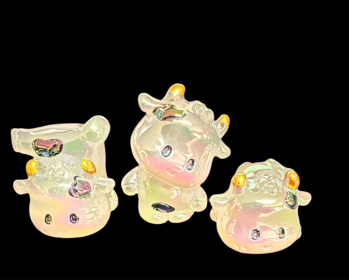 SB2-30- (5PCS) 28mm UVAB Clear COW Luminous Glow Iridescent Rainbow Acrylic Beads For DIY