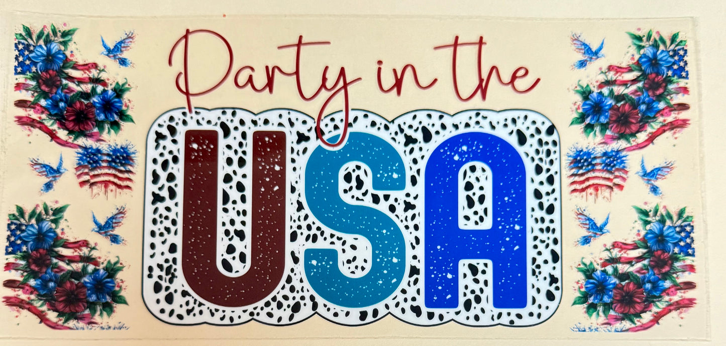 C451- (1PC) PARTY IN THE USA 16OZ UV DTF Transfer Wrap/Sticker for Cup/Tumbler