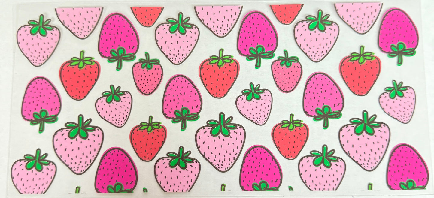 C574- (1PC) STRAWBERRIES 16OZ UV DTF Transfer Wrap/Sticker for Cup/Tumbler