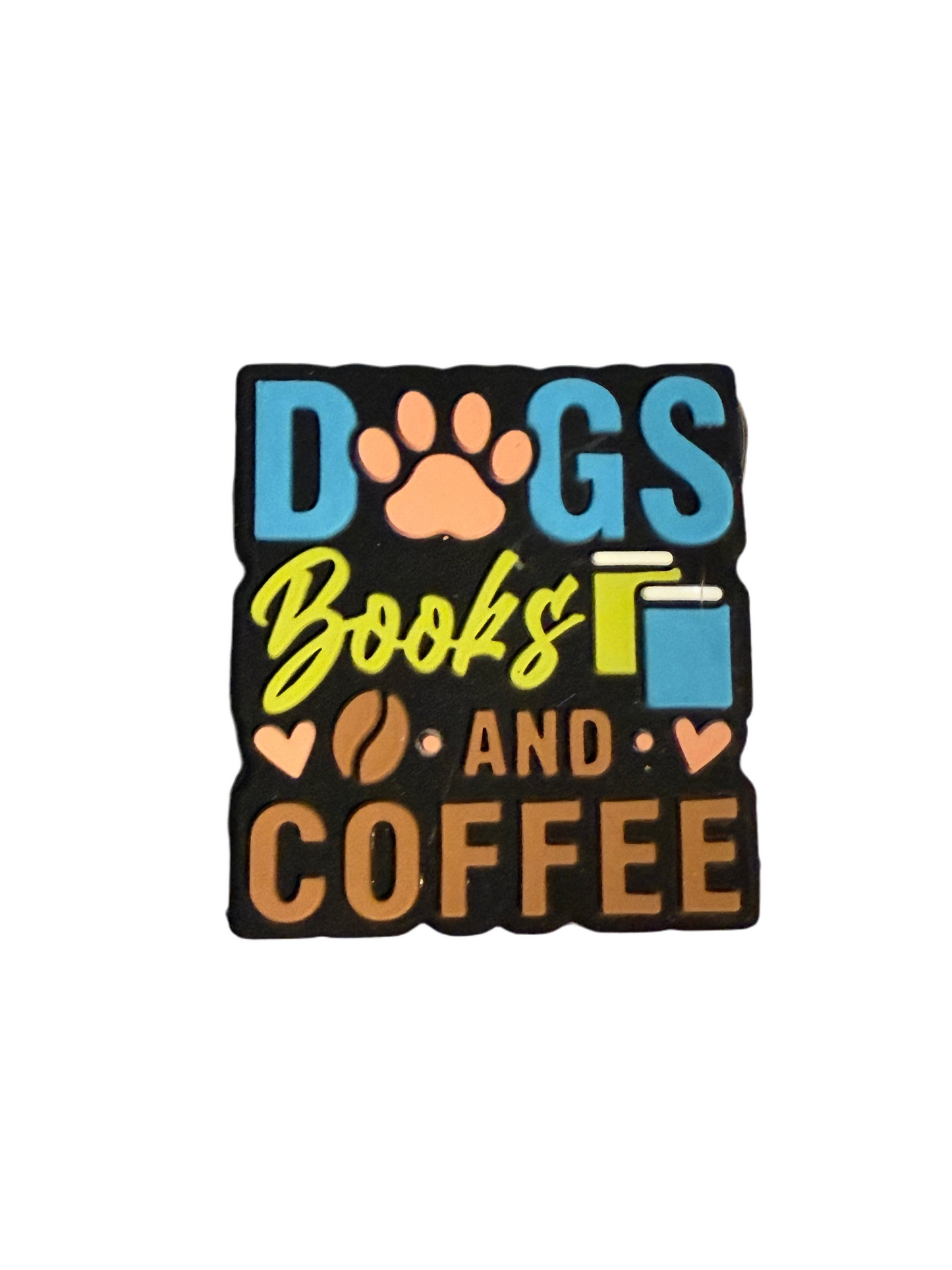 F/COF12 (1)PC 1.2" Dogs Books and Coffee W/Paw print/Book Focal Bead for DIY Keychains, Wristlets, Cup Charms, Car Charms ETC