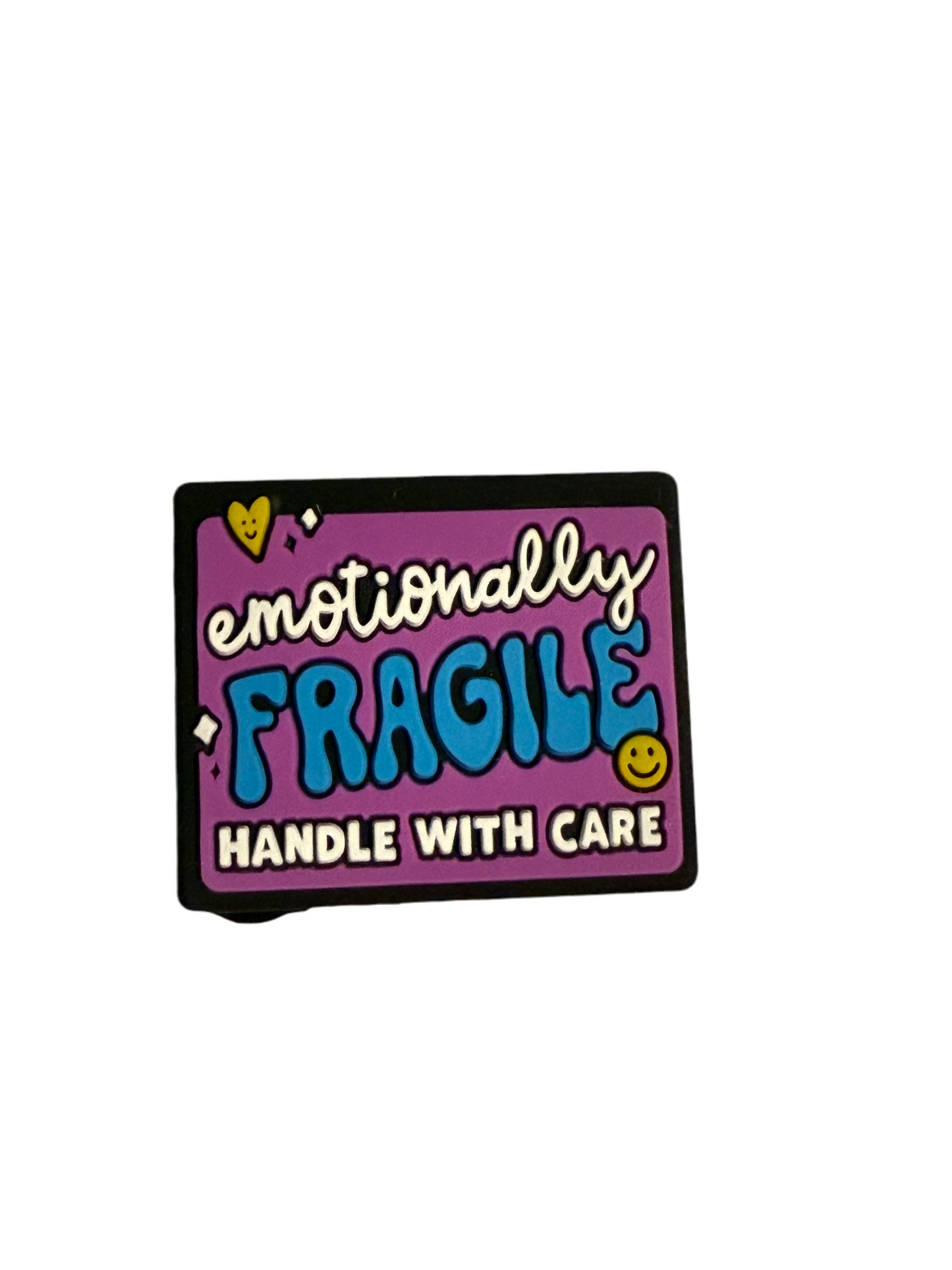 F/Q1- (1)PC 1.1" Emotionally Fragile/Handle With Care Focal Bead for DIY Keychains, Wristlets, Cup Charms, Car Charms ETC