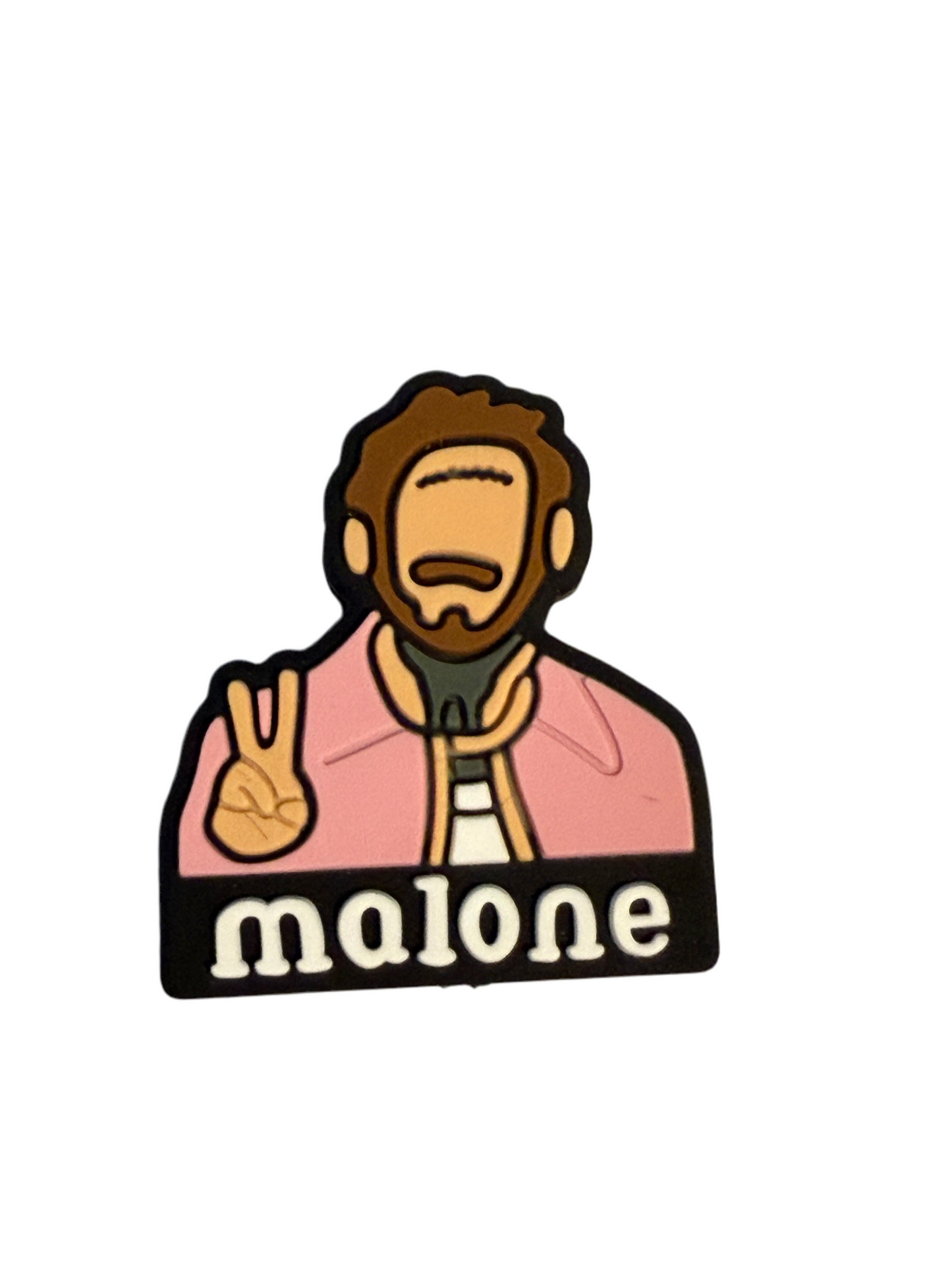 F/C37- (1)PC 1.1" Malone Singer W/Peace Sign Focal Bead for DIY Keychains, Wristlets, Cup Charms, Car Charms ETC