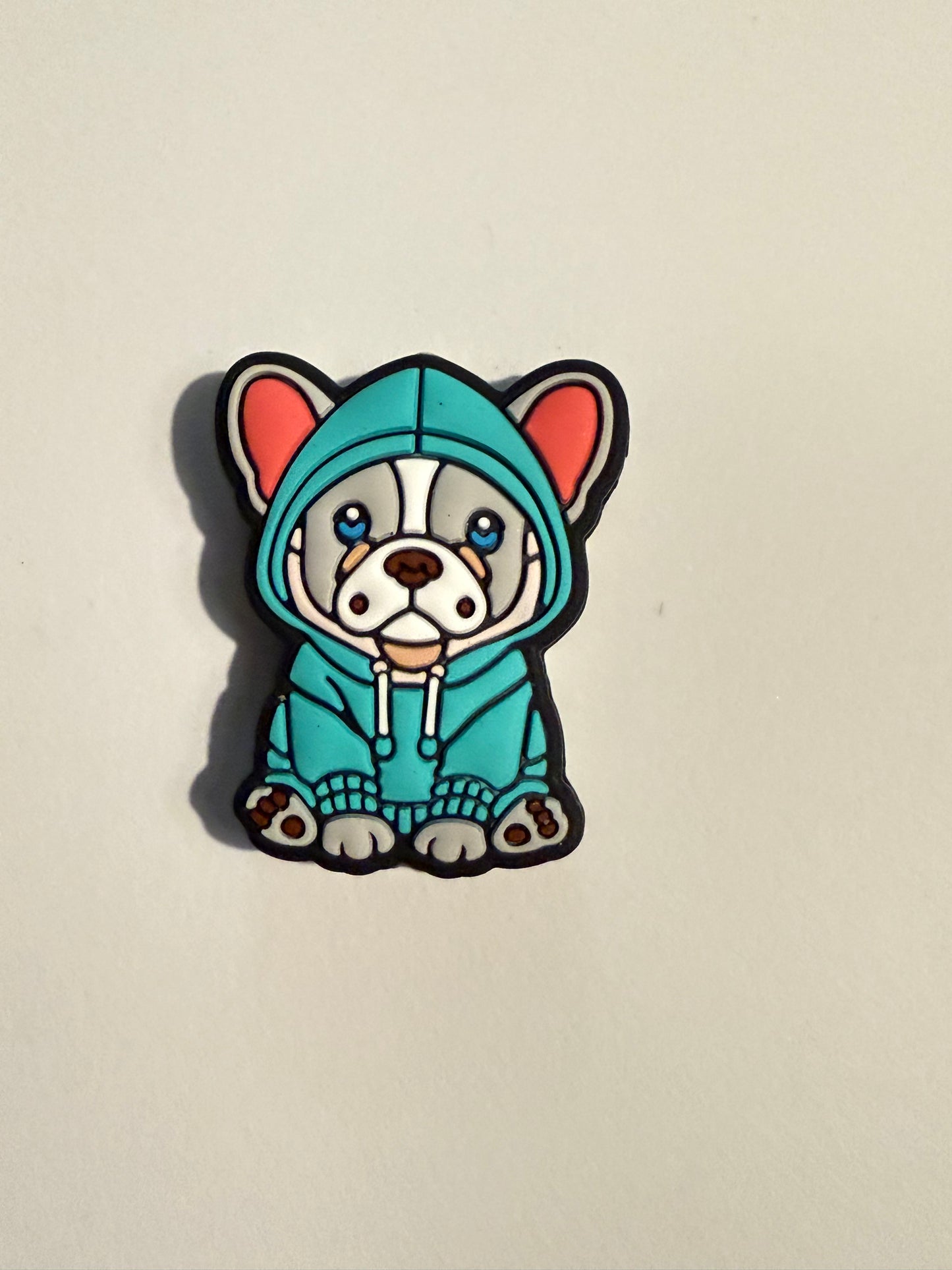 F/A25- (1)PC 1.3" Choose your color- Cute French Dog W/Hoodie Focal Bead for DIY Keychains, Wristlets, Cup Charms, Car Charms ETC