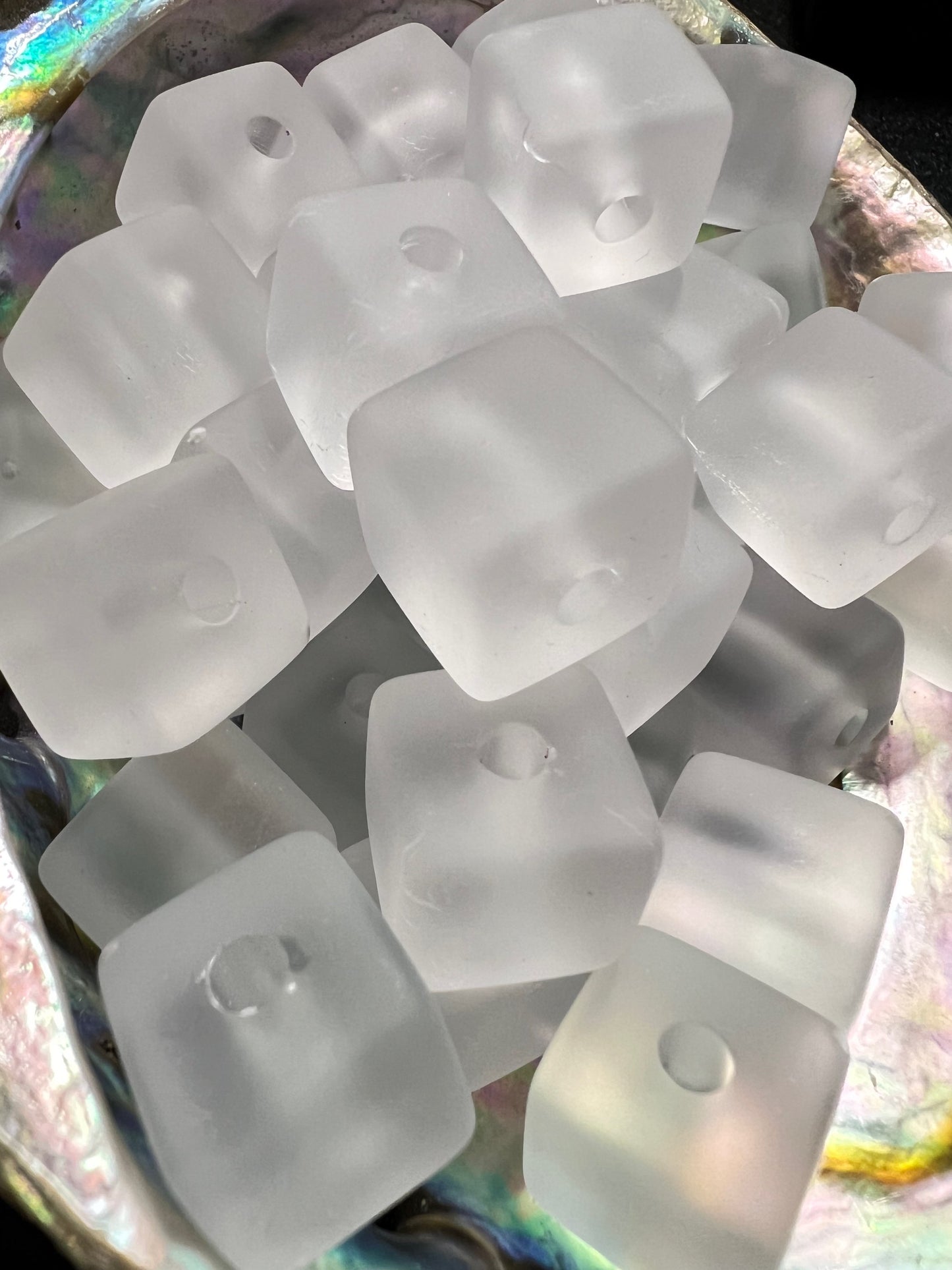 10 PCS- 14mm Silicone Touch Transparent Clear Color Cube/Square Beads image 1