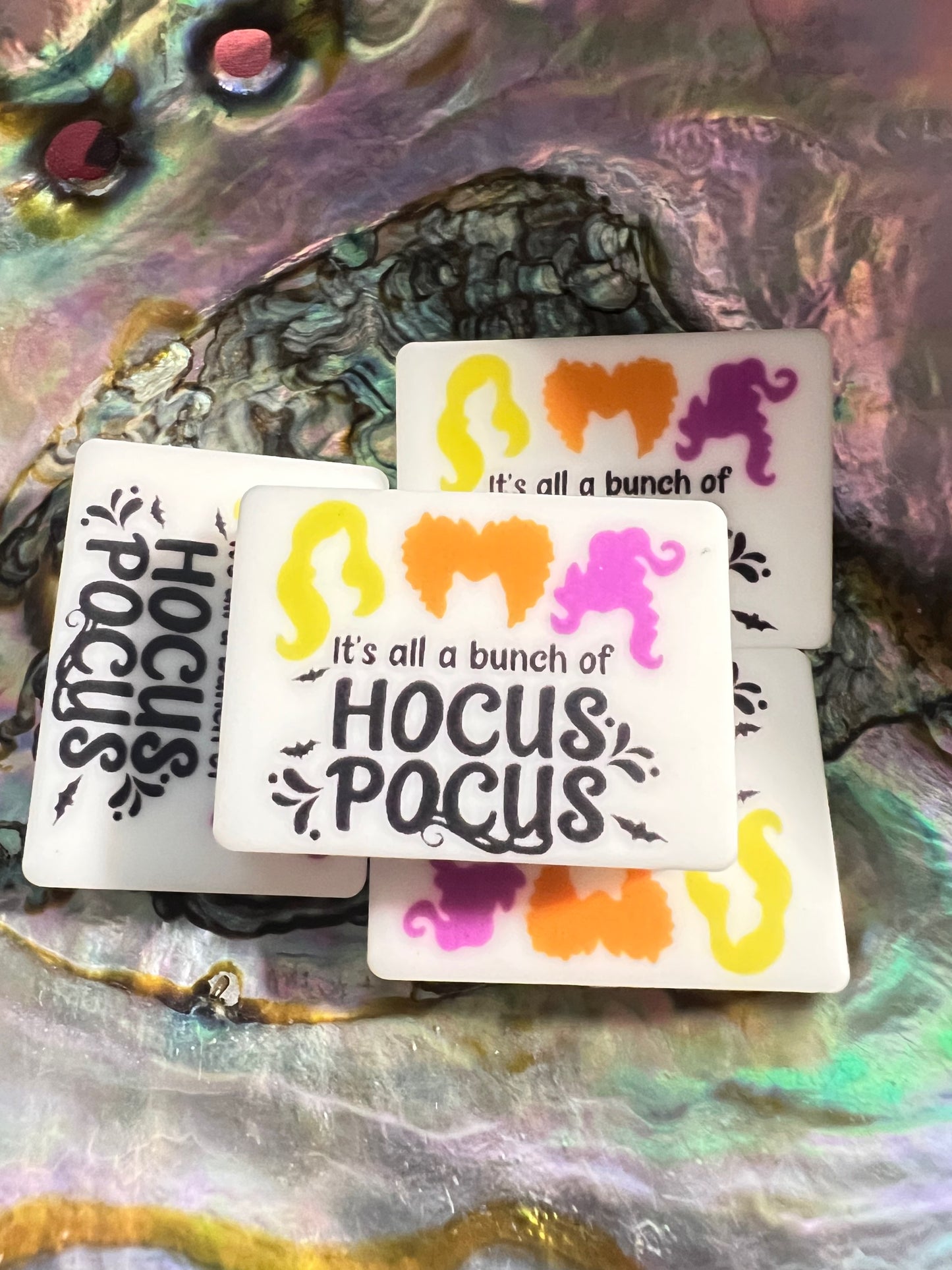 (1)PC- Rectangle Shaped- It's all a bunch of Hocus Pocus/Witch Focal Bead image 0