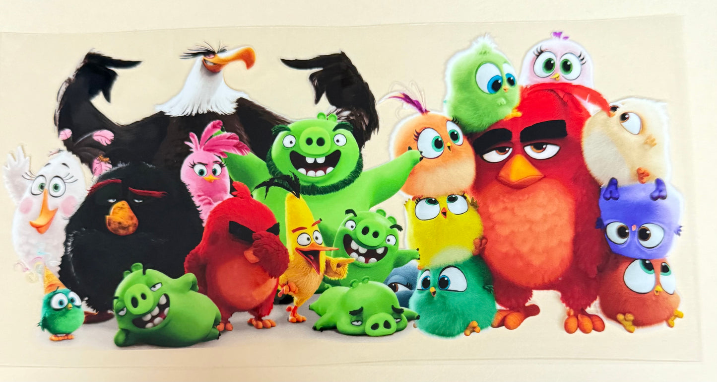 C516- (1PC) ANGRY BIRDS 16OZ UV DTF Transfer Wrap/Sticker for Cup/Tumbler