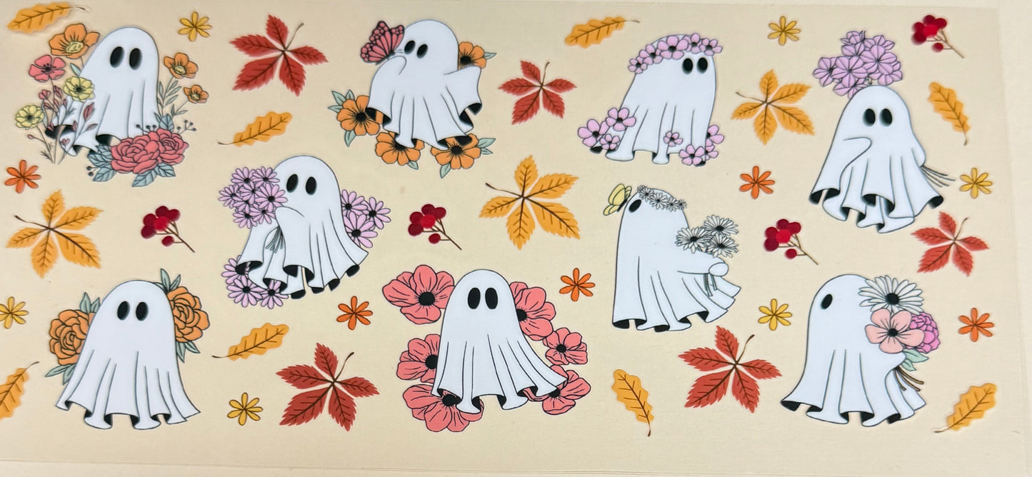 C465- (1PC) FLORAL GHOST 16OZ UV DTF Transfer Wrap/Sticker for Cup/Tumbler