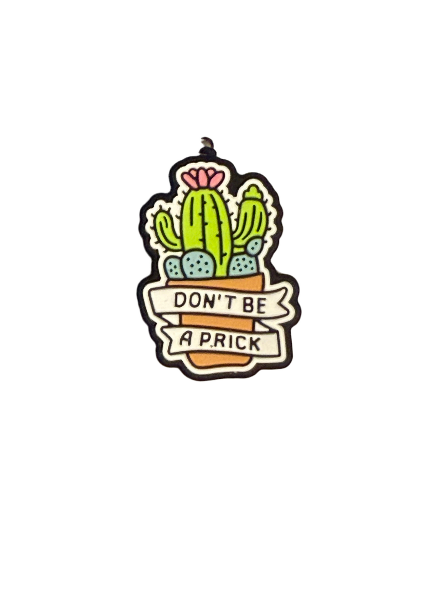 F/C10- (1)PC 1.1" Don't Be a PR!CK W/Cactus in planter Focal Bead for DIY Keychains, Wristlets, Cup Charms, Car Charms ETC