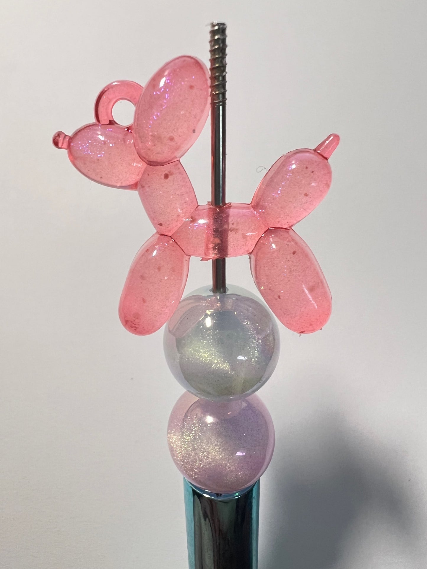 3 PCS- 33mm Balloon Dog Mixed UVAB Galaxy Iridescent Glitter Acrylic Beads image 2