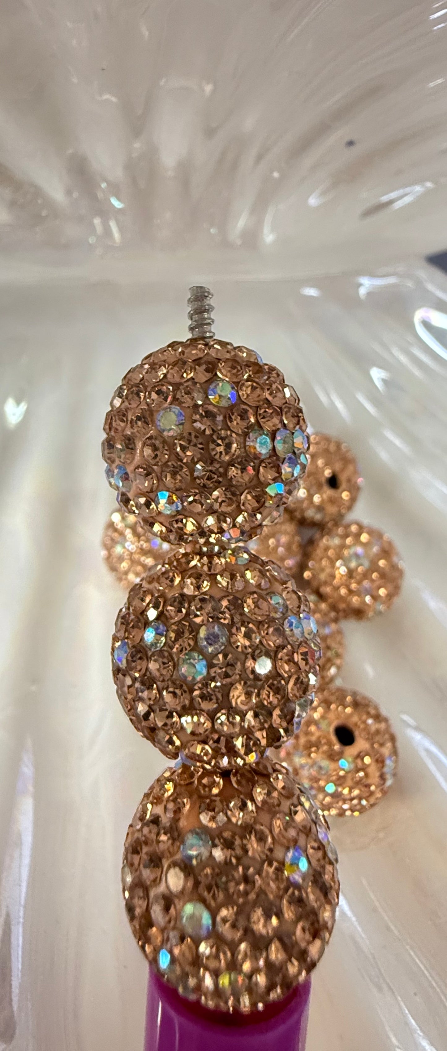 R12- (10PCS) 16mm Champagne AB Pave-rhinestones with Polymer Clay Core Beads for DIY