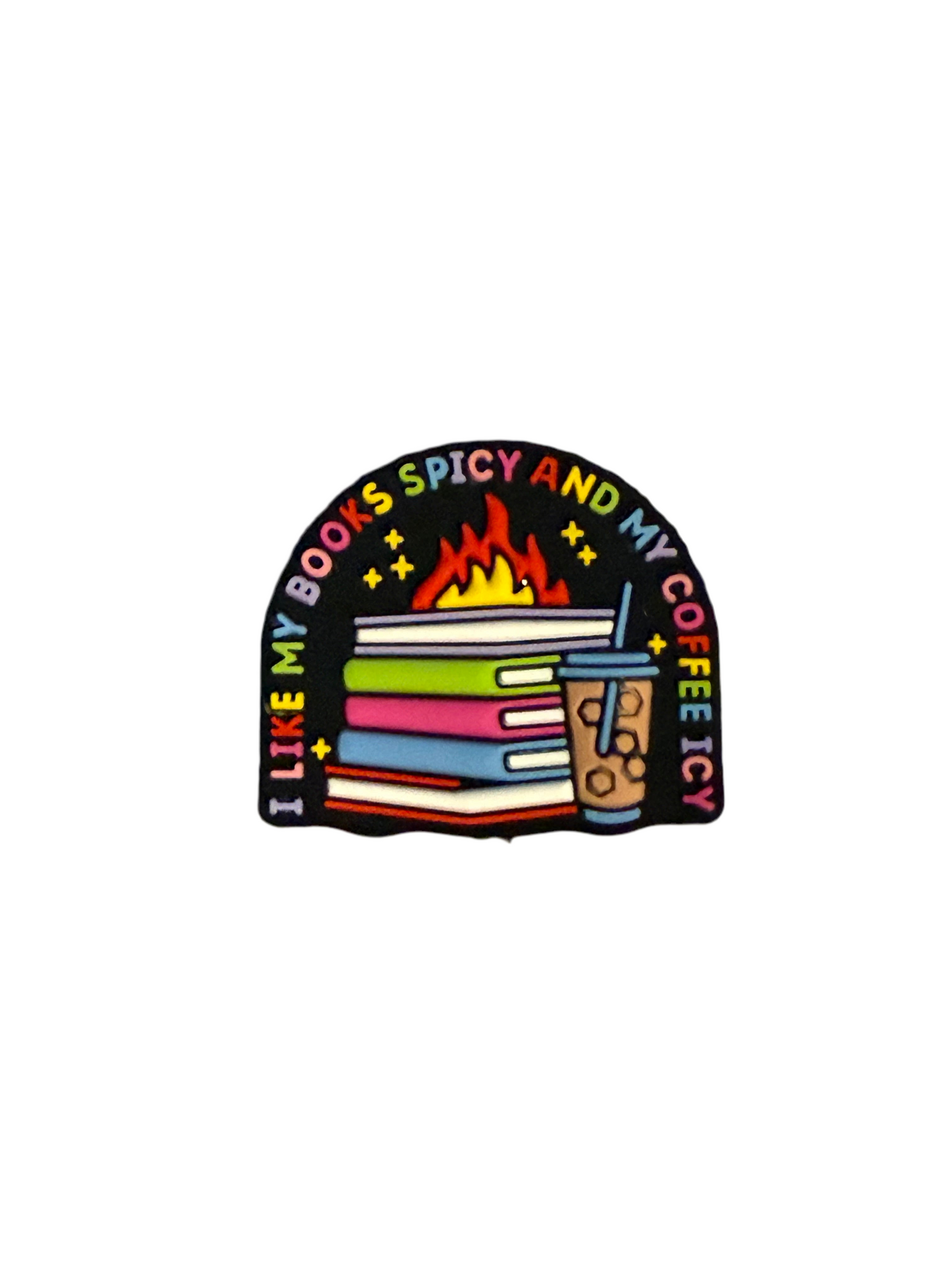 F/Q59 (1)PC 1.1" I like my Books Spicy and my coffee Icy W/Books/Coffee Focal Bead for DIY Keychains, Wristlets, Cup Charms, Car Charms ETC