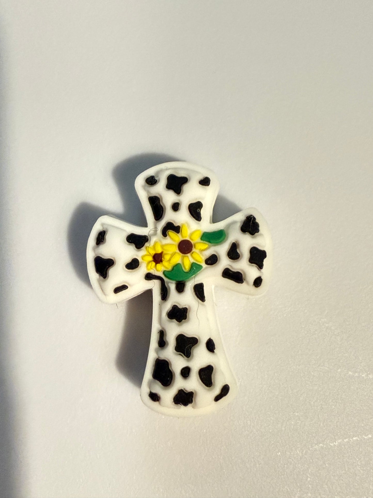 F/R15- (1)PC 1.2" Choose your color- Cross with leopard/Cow print/Sunflowers Focal Bead for DIY Keychains, Wristlets, Cup Charms, Car Charms ETC