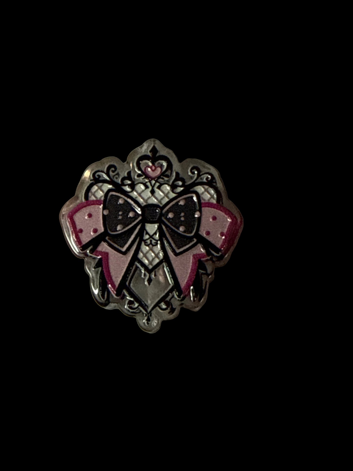F/ACR12- (1)PC 1" Black/Pink/White BOW Acrylic Focal Bead for DIY Pens, Keychains, Wristlets, Cup Charms, Car Charms ETC