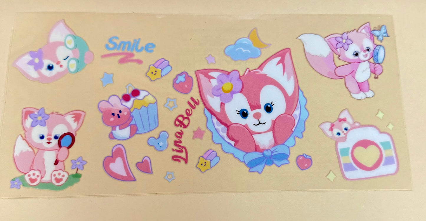 C387- (1PC) LINA BELL CAT 16OZ UV DTF Transfer Wrap/Sticker for Cup/Tumbler