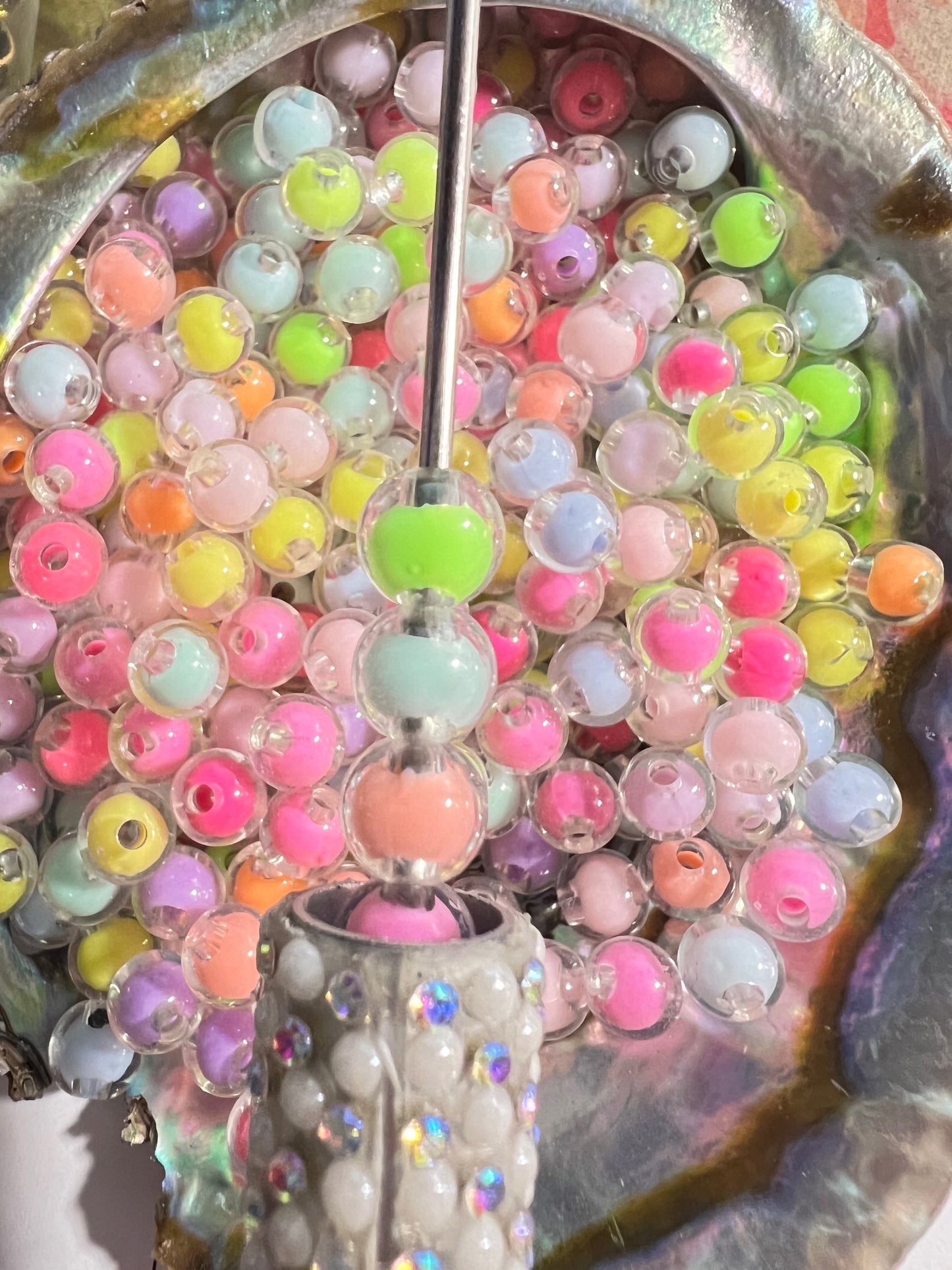 20 PCS - 8mm Small Round NEON Multi color/Rainbow Beads image 1