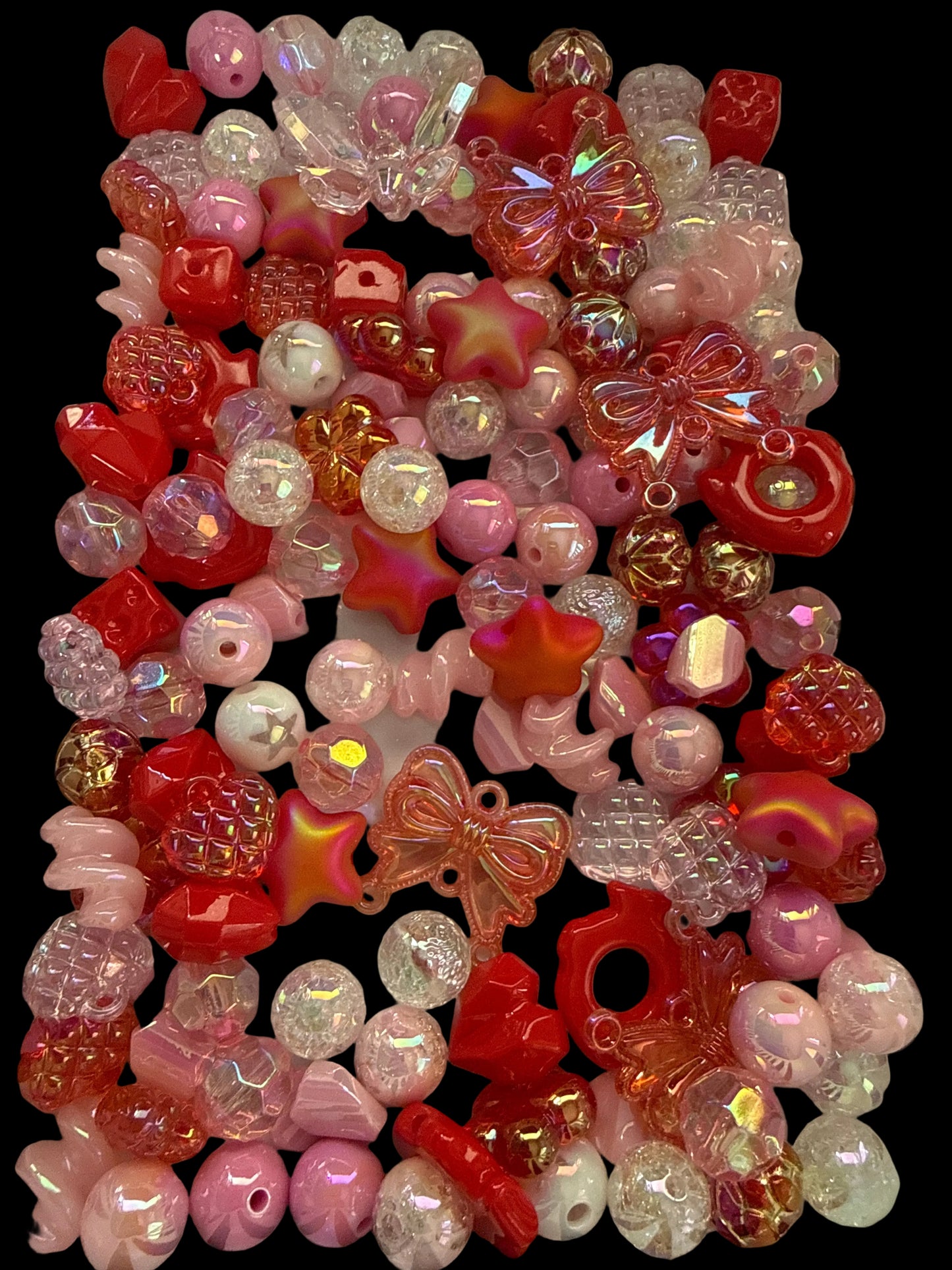 BM8- 323gm of MIXED UVAB White/red/pink Colors Acrylic Beads For DIY
