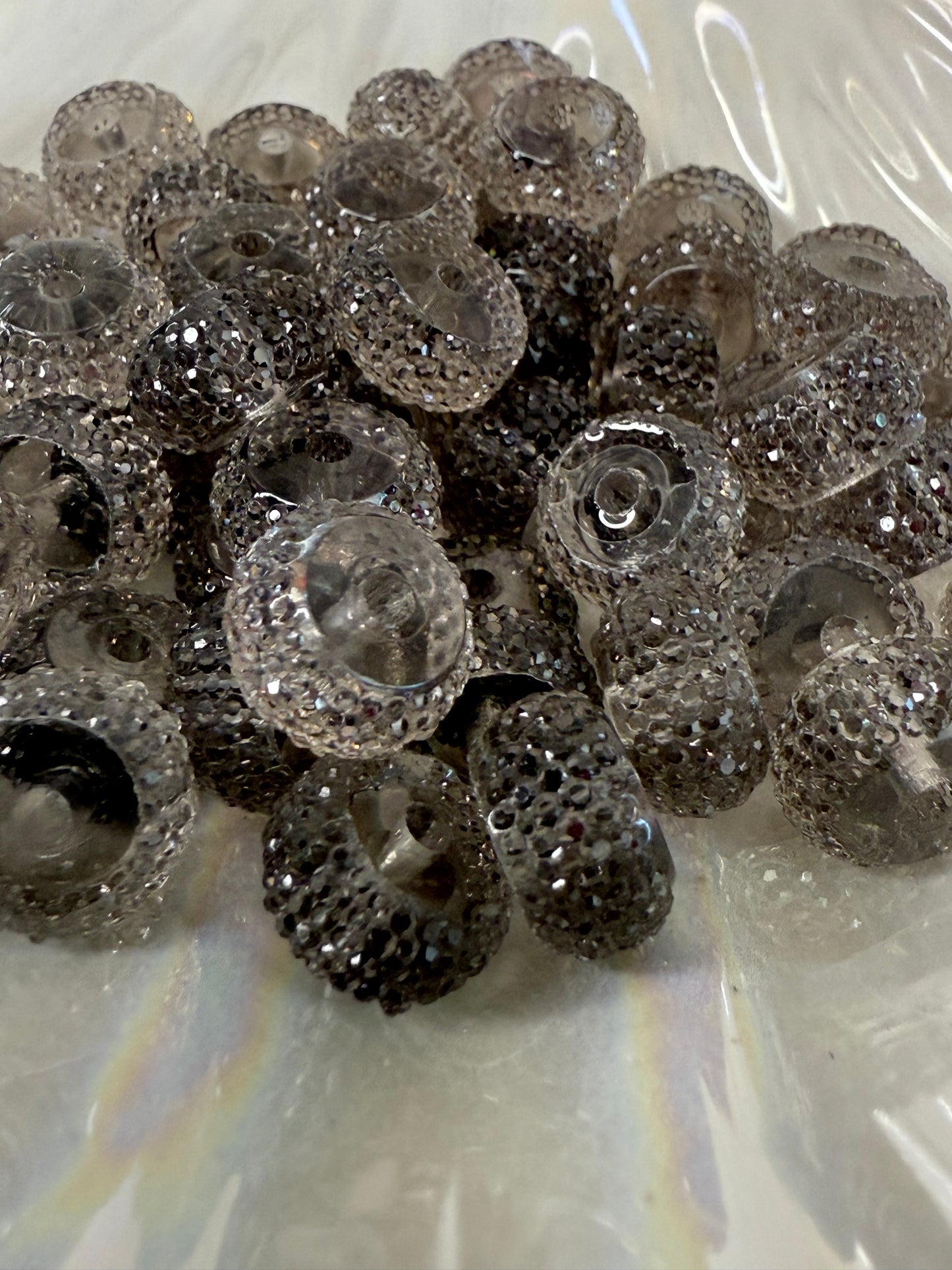 R67-(10PCS) 12mm JELLY CLEAR GRAY Round Rondelle Style Spacer Plastic/Acrylic Beads for DIY