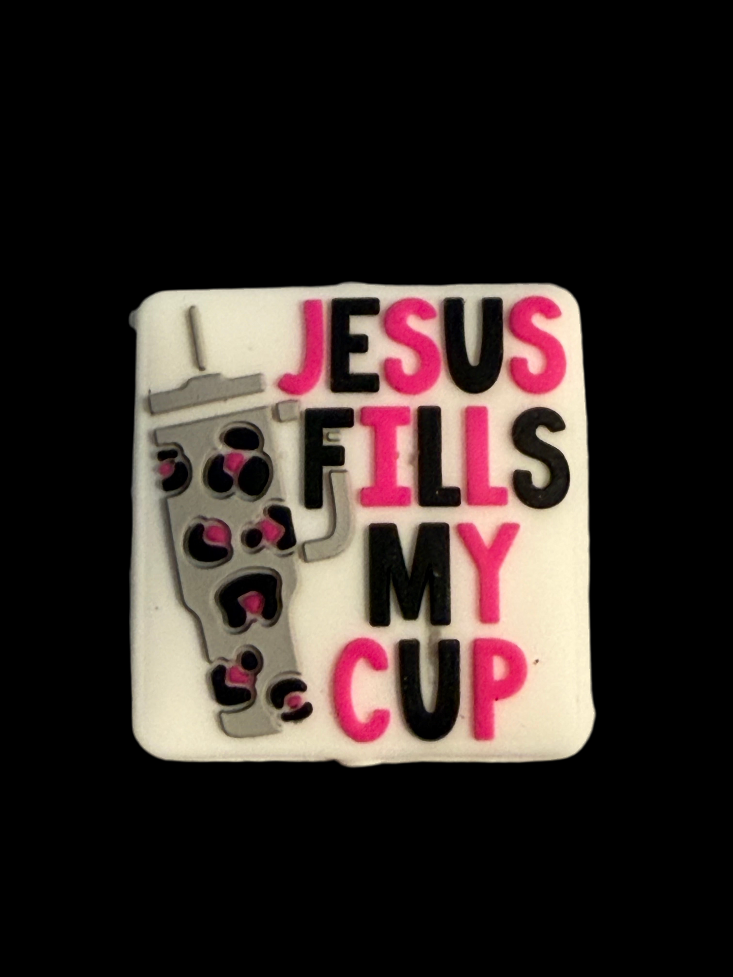 F/R23- (1)PC 1" JESUS FILLS MY CUP Focal Bead for DIY Keychains, Wristlets, Cup Charms, Car Charms ETC