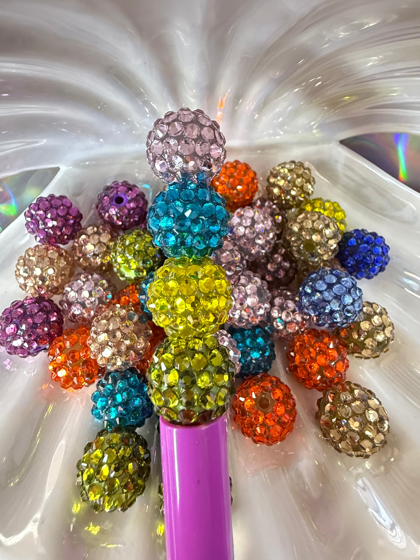 R3- (10PCS) 16mm Mixed Color Bubblegum Acrylic RHINESTONE Beads for DIY