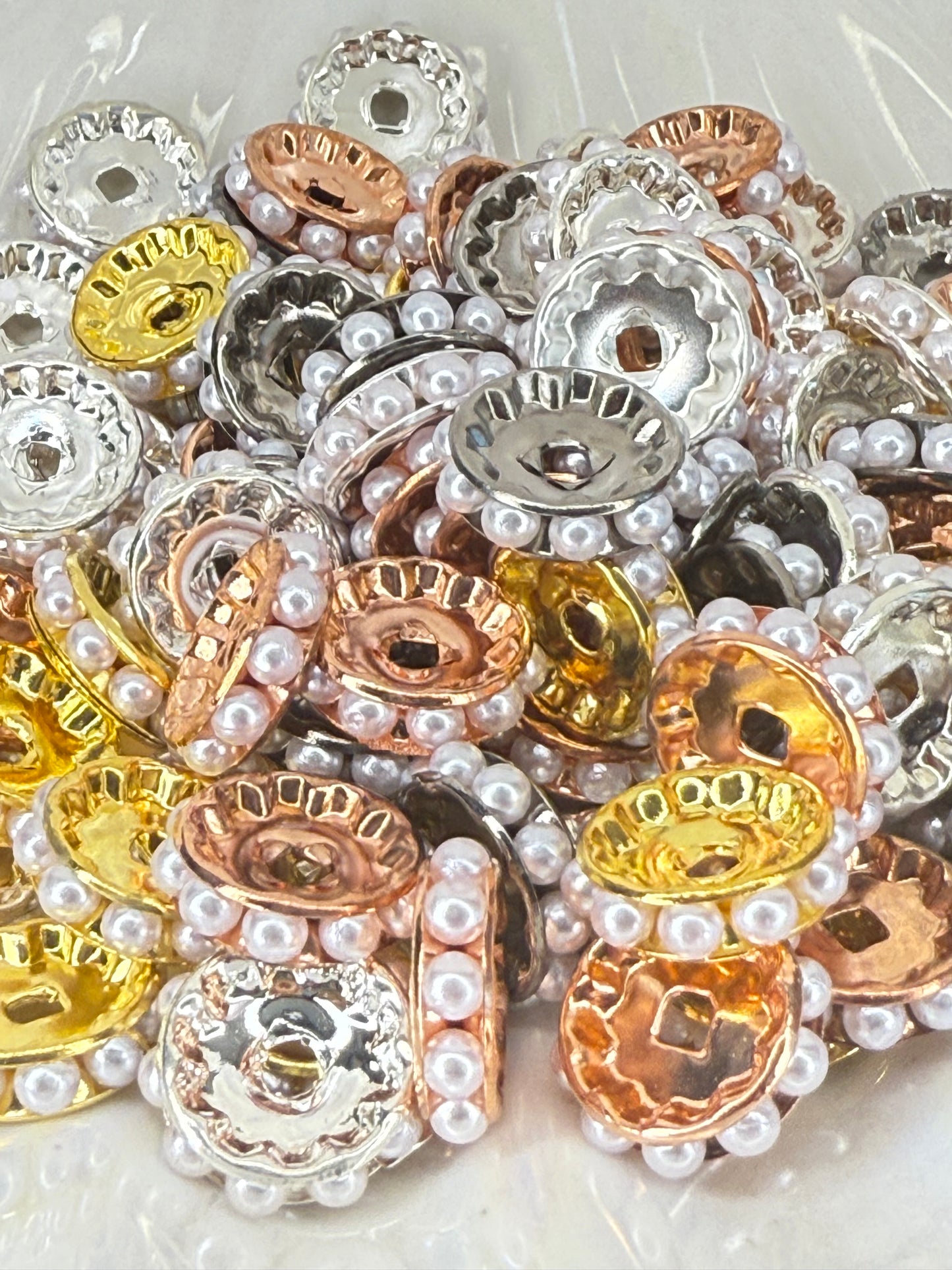 R80-(10PCS) 14mm Multi Color METALLIC Pearl Round Style Acrylic/Plastic Spacer Beads for DIY