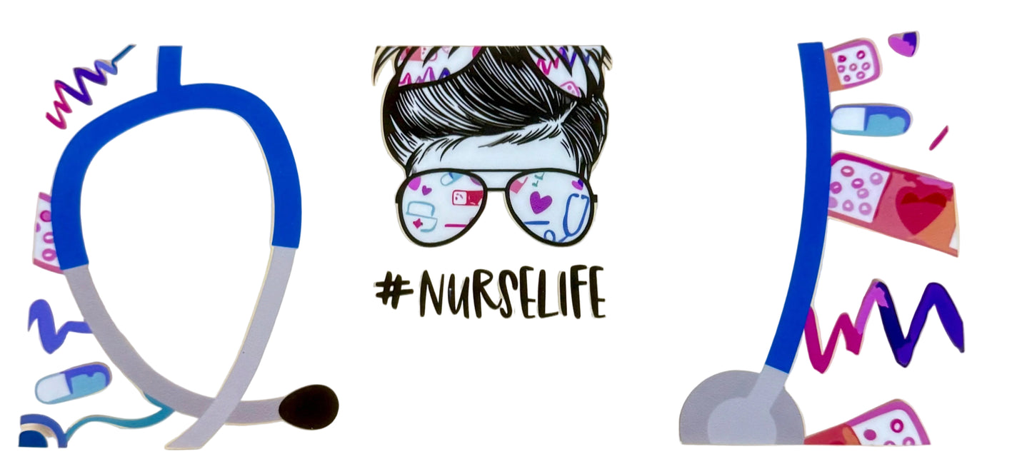C284- (1PC) NURSELIFE 16OZ UV DTF Transfer Wrap/Sticker for Cup/Tumbler