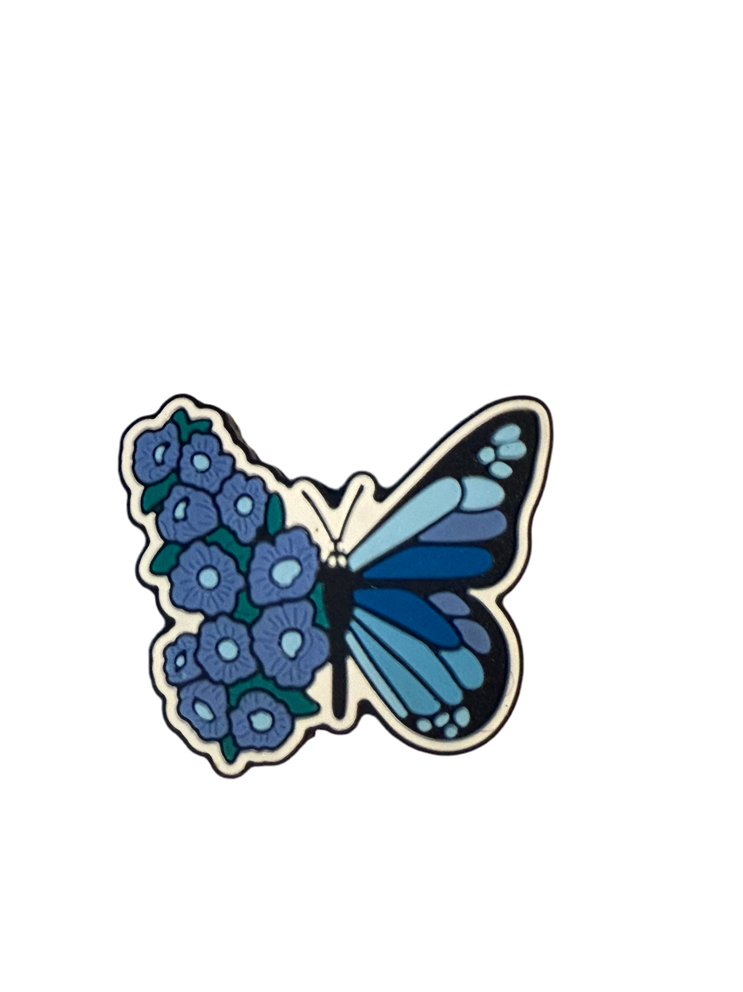 F/A33- (1)PC 1.1" Blue Butterfly W/Flower Wing Focal Bead for DIY Keychains, Wristlets, Cup Charms, Car Charms ETC