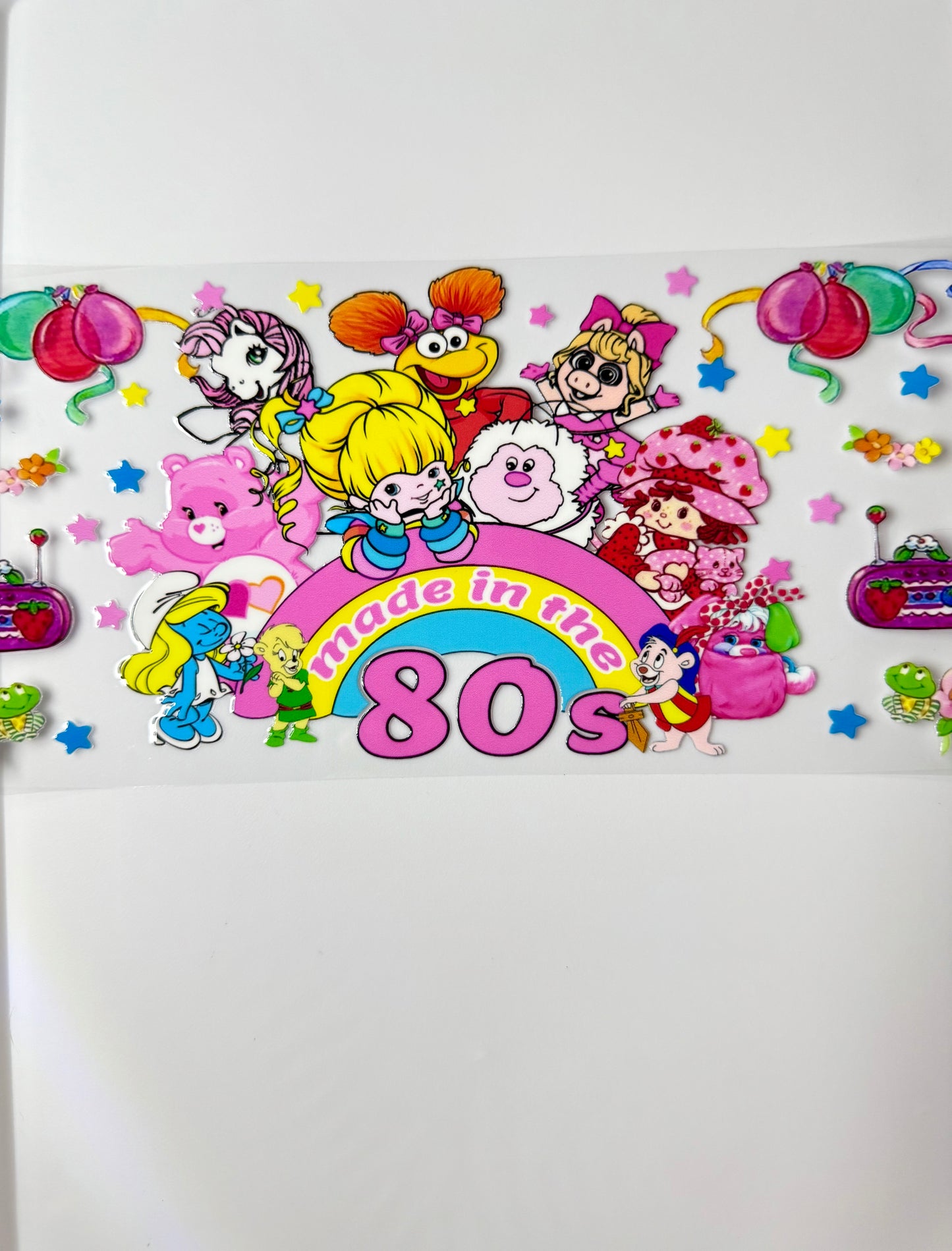 C59- Made in the 80's with bright colorful characters 16OZ UV DTF Transfer Wrap/Sticker for Cup/Tumbler
