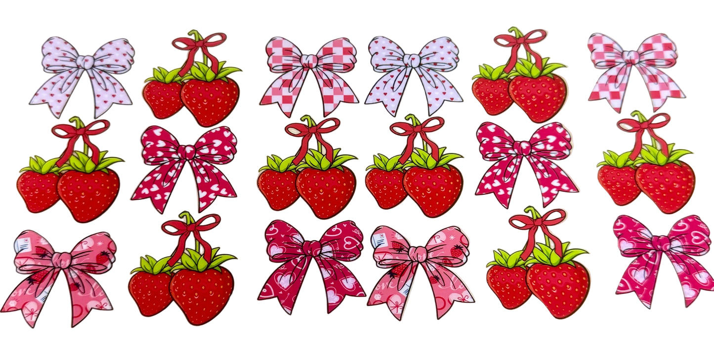 C291- (1PC) STRAWBERRY BOWS 16OZ UV DTF Transfer Wrap/Sticker for Cup/Tumbler