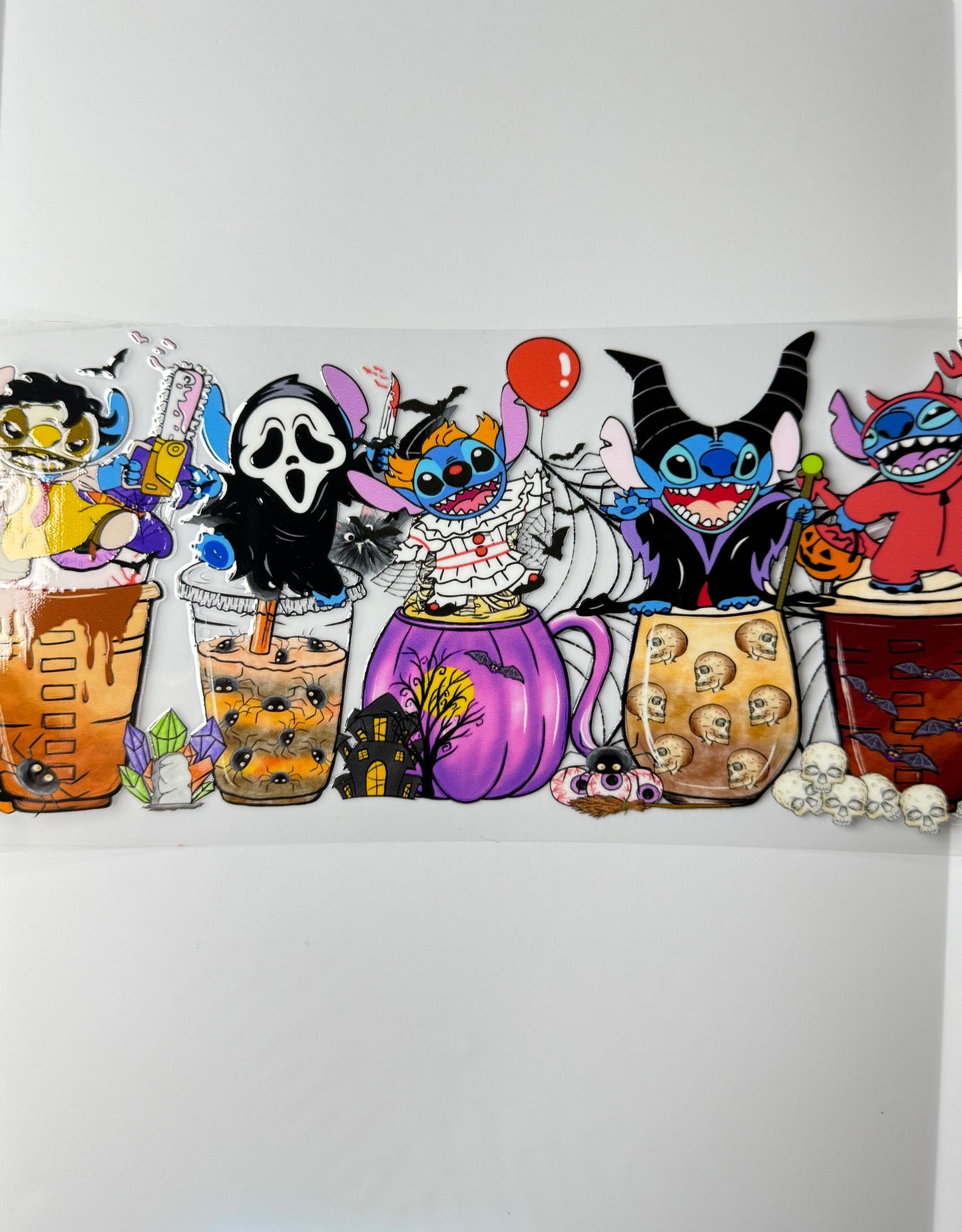 C14- Stitch in horror costumes Halloween Drink Theme 16OZ UV DTF Transfer Wrap/Sticker for Cup/Tumbler