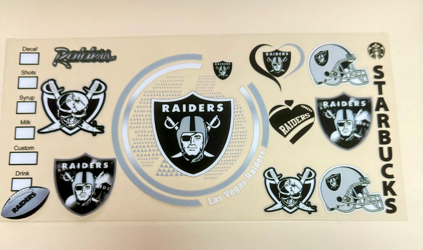 C306- (1PC) RAIDERS 16OZ UV DTF Transfer Wrap/Sticker for Cup/Tumbler