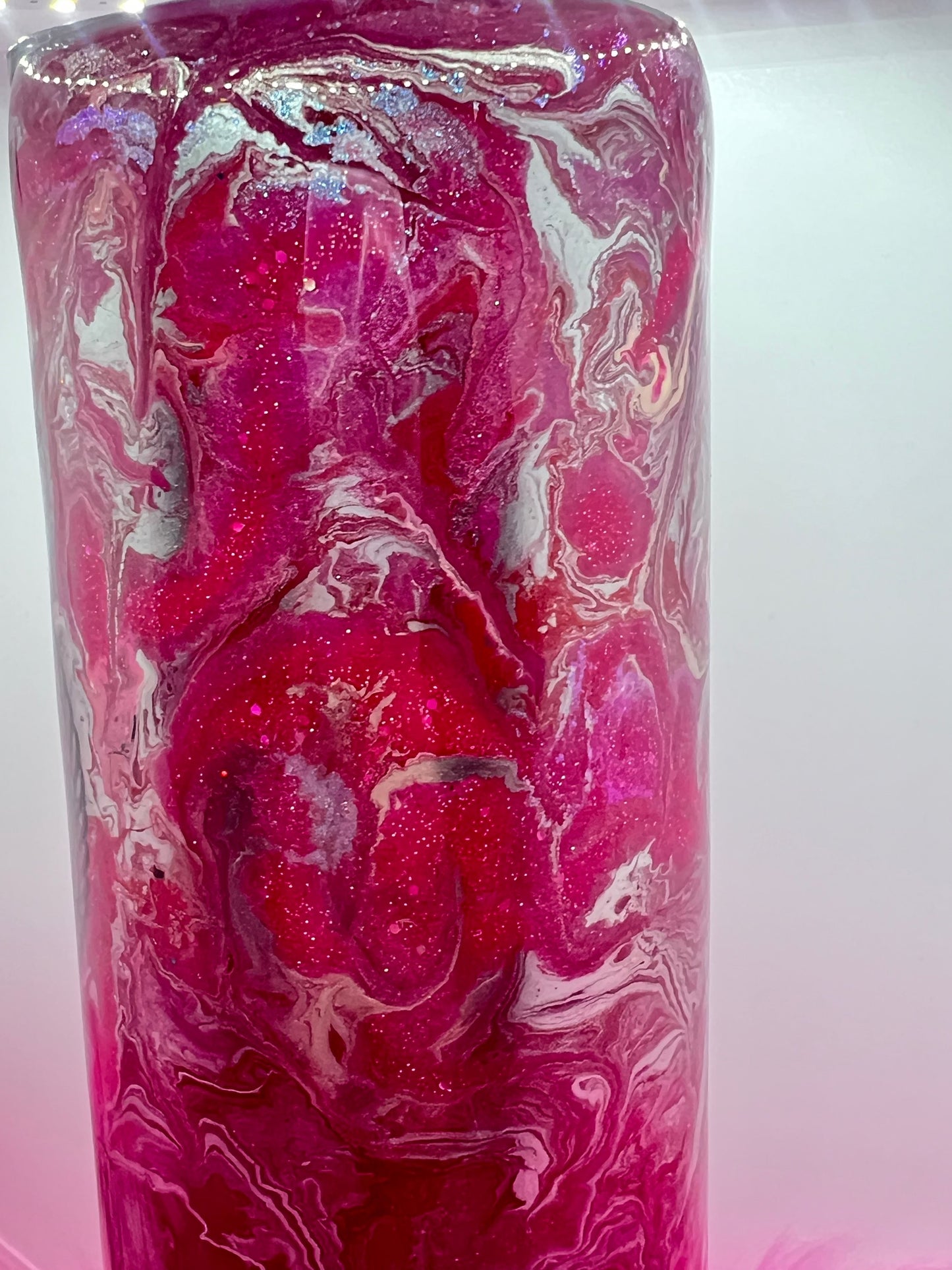 (1)- RTS 30oz Straight Dreamcatcher Rose Pinks/Silver ink/glitter Epoxy Tumbler image 6