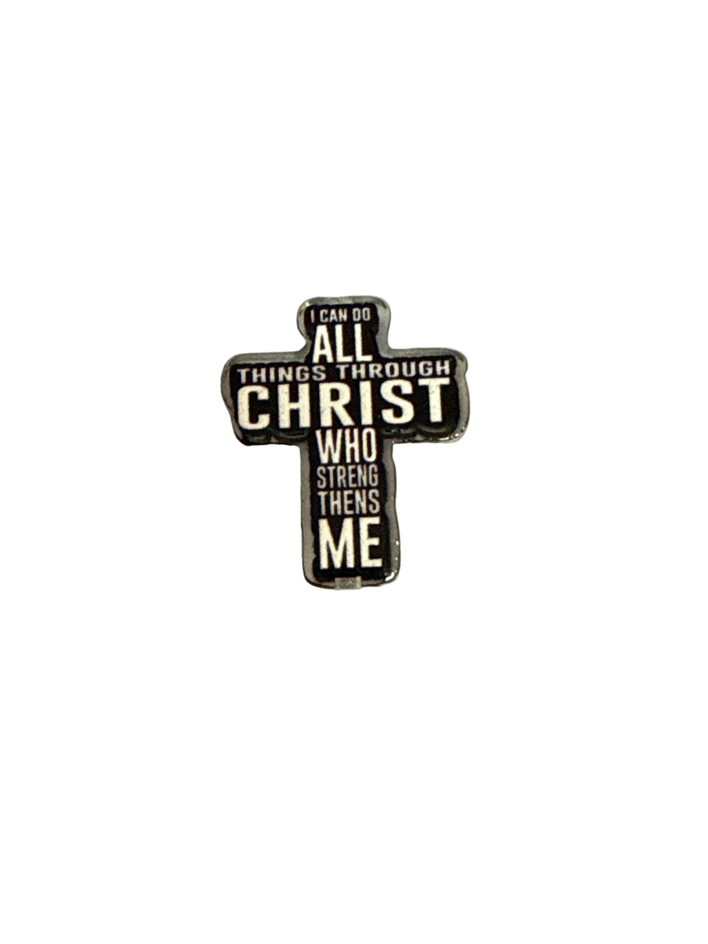 F/ACR39- (1)PC 1" I can do all things through Christ who strengthens me CROSS Acrylic Focal Bead for DIY Pens, Keychains, Wristlets, Cup Charms, Car Charms ETC