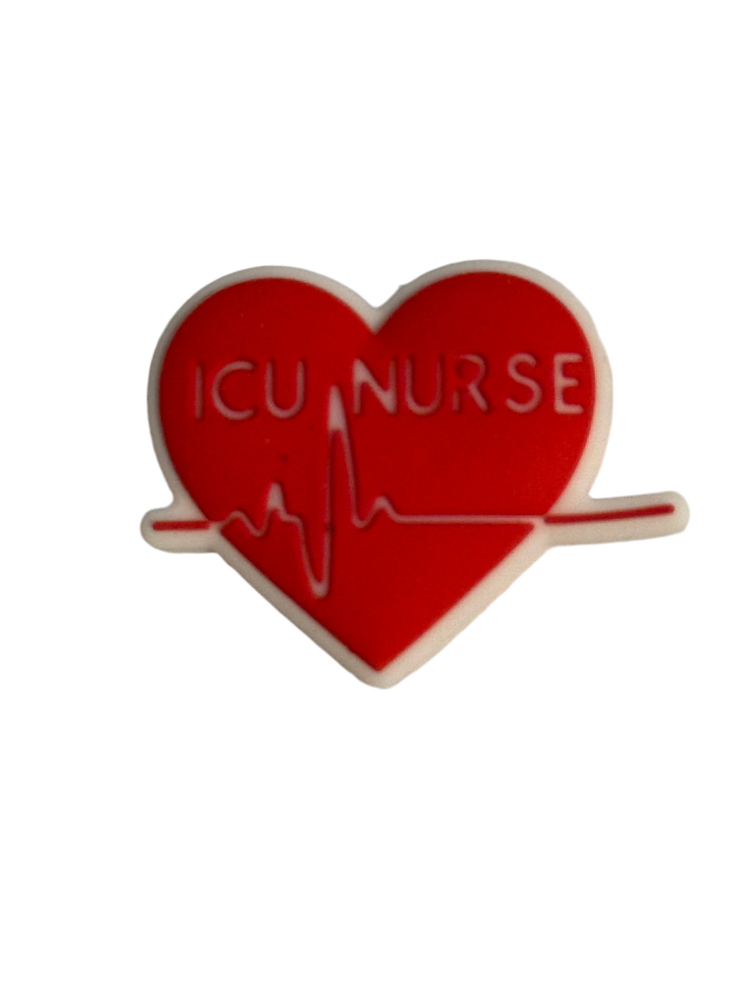 F/C2- (1)PC 1.3" ICU NURSE Heart W/Heartbeat Focal Bead for DIY Keychains, Wristlets, Cup Charms, Car Charms ETC