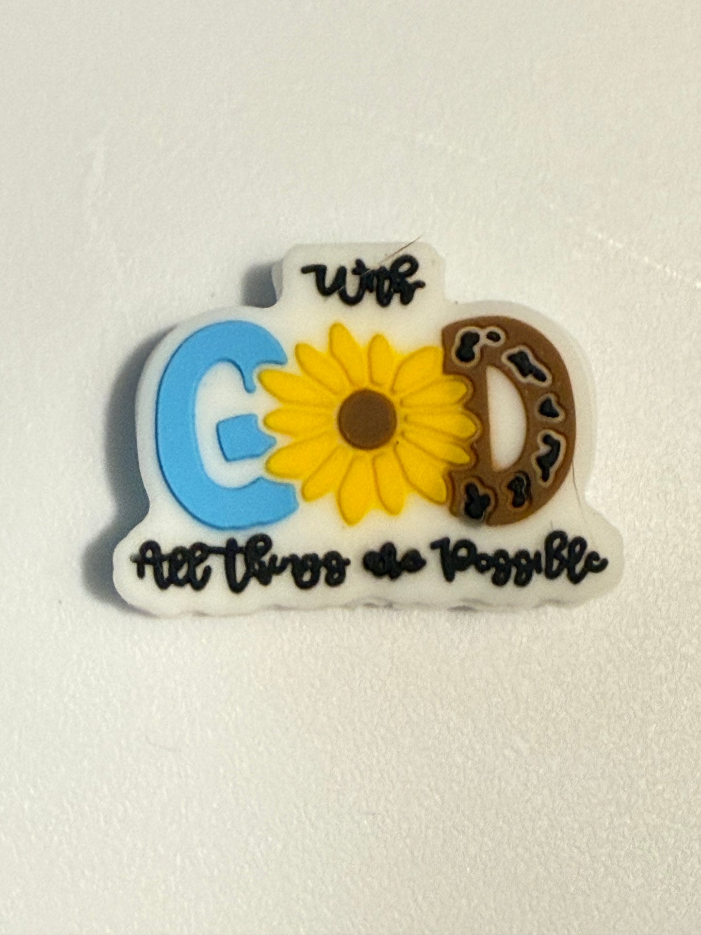 F/R14- (1)PC 1.1" Choose your color- With GOD All things are Possible Focal Bead for DIY Keychains, Wristlets, Cup Charms, Car Charms ETC