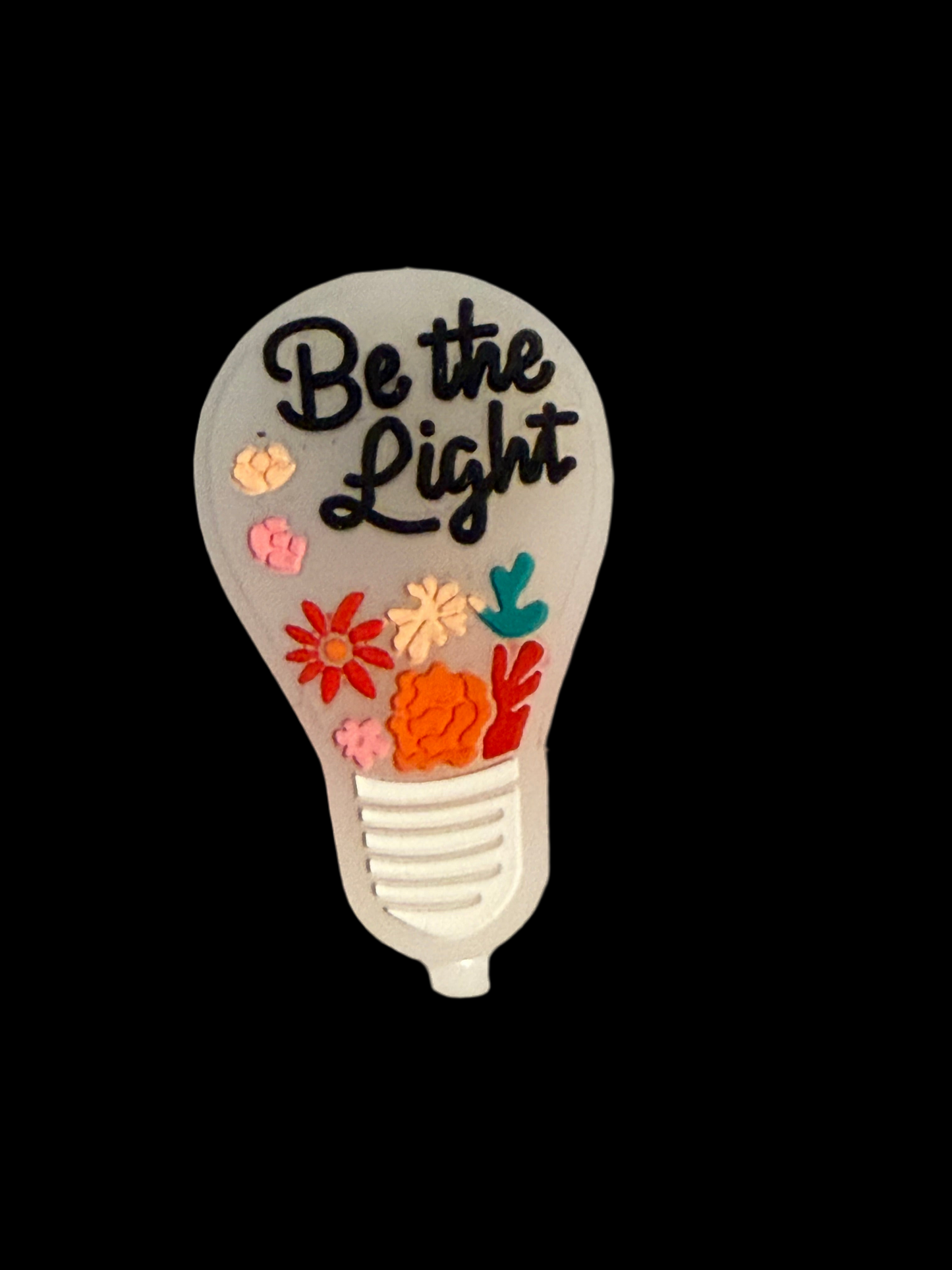 F/Q83 (1)PC 1.2" Be the Light W/Lightbulb/Colorful Flowers Focal Bead for DIY Keychains, Wristlets, Cup Charms, Car Charms ETC