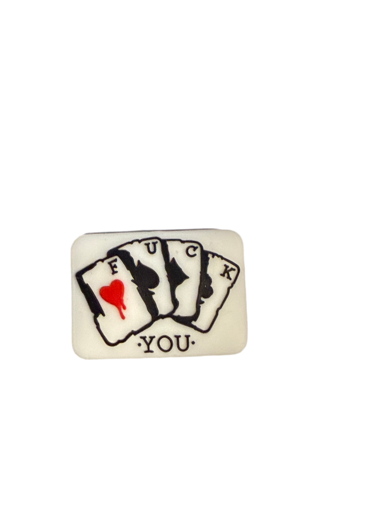 F/BW13- (1)PC 1.2" Deck Of Cards FU*K Y@U Focal Bead for DIY Keychains, Wristlets, Cup Charms, Car Charms ETC