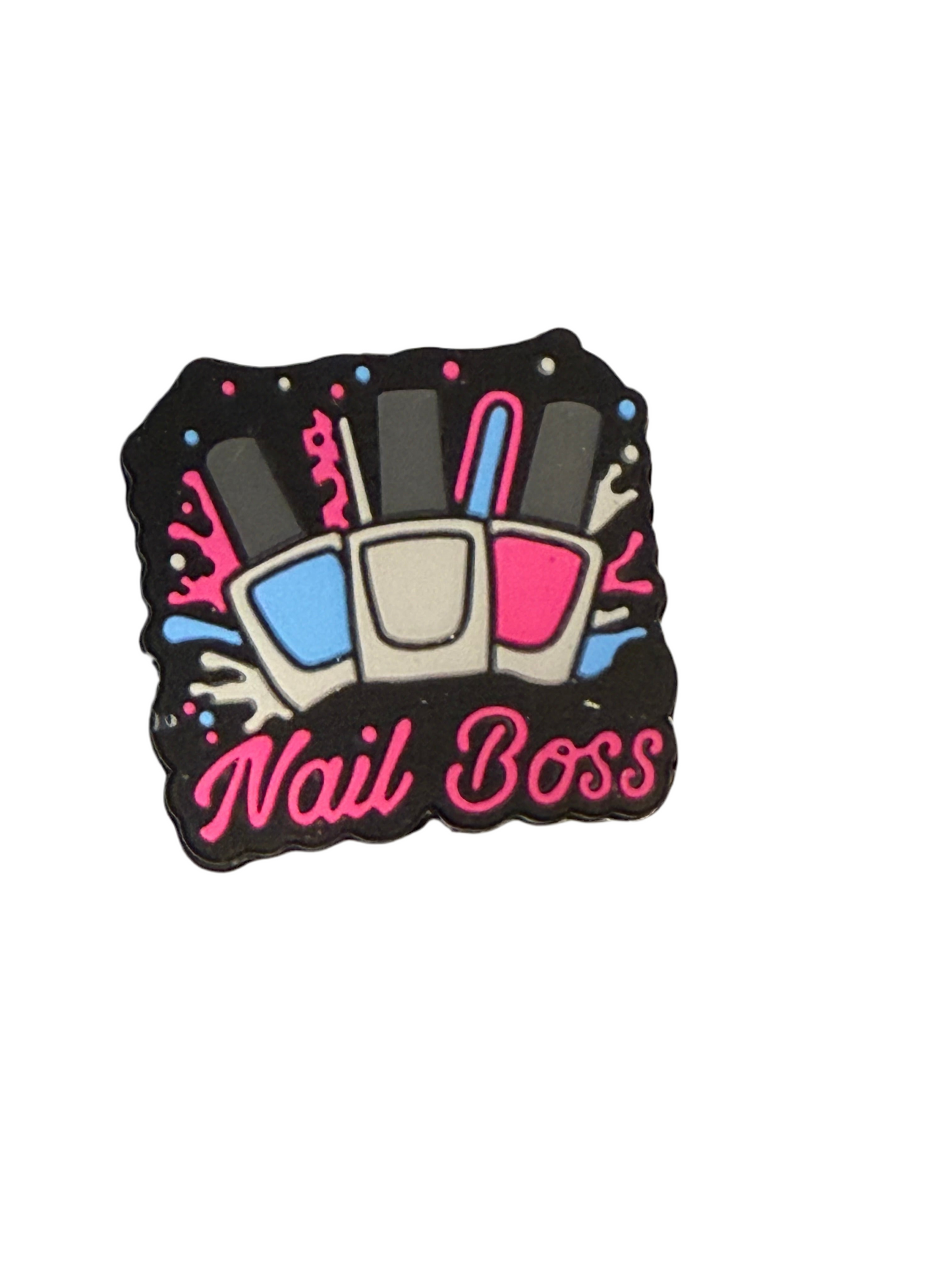 F/C50- (1)PC 1.2" NAIL BOSS W/Colorful Nail Polish Bottle Focal Bead for DIY Keychains, Wristlets, Cup Charms, Car Charms ETC