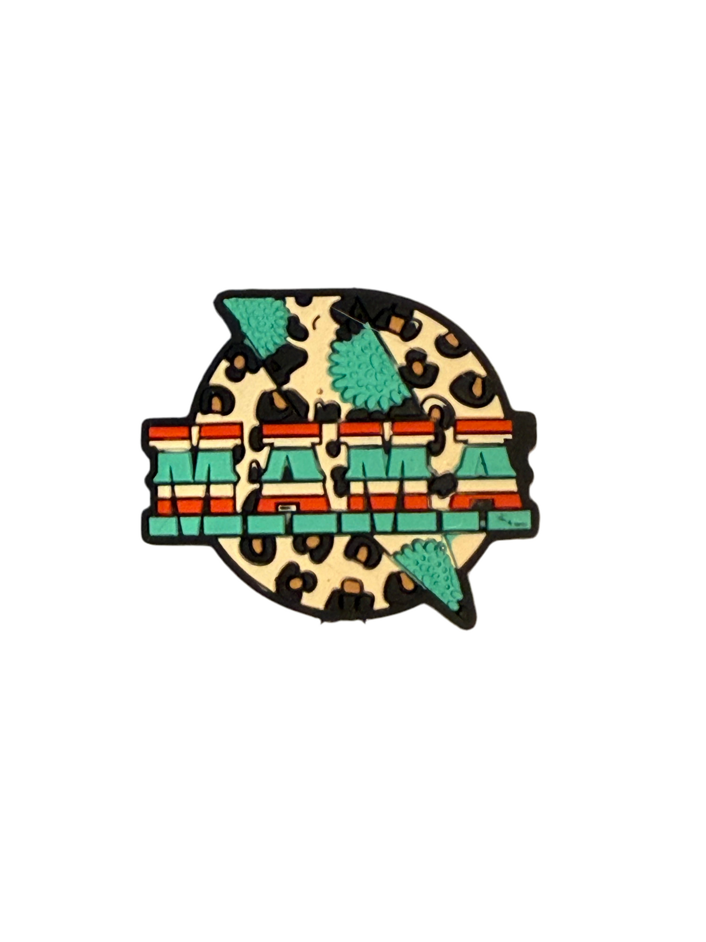 F/M16- (1)PC 1.2" MAMA W/lightning Bolt/Leopard Print Focal Bead for DIY Keychains, Wristlets, Cup Charms, Car Charms ETC