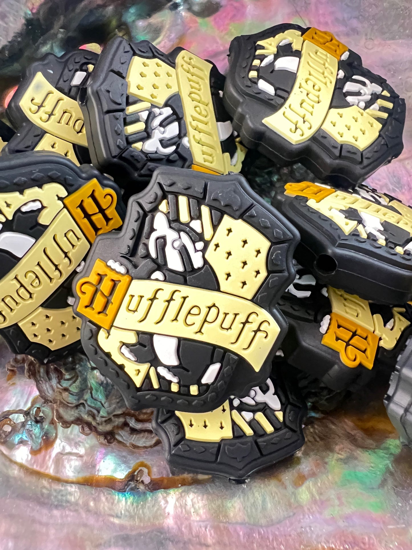 (1)PC- Huffle-puff Shield/Badger Silicone Focal Bead image 0