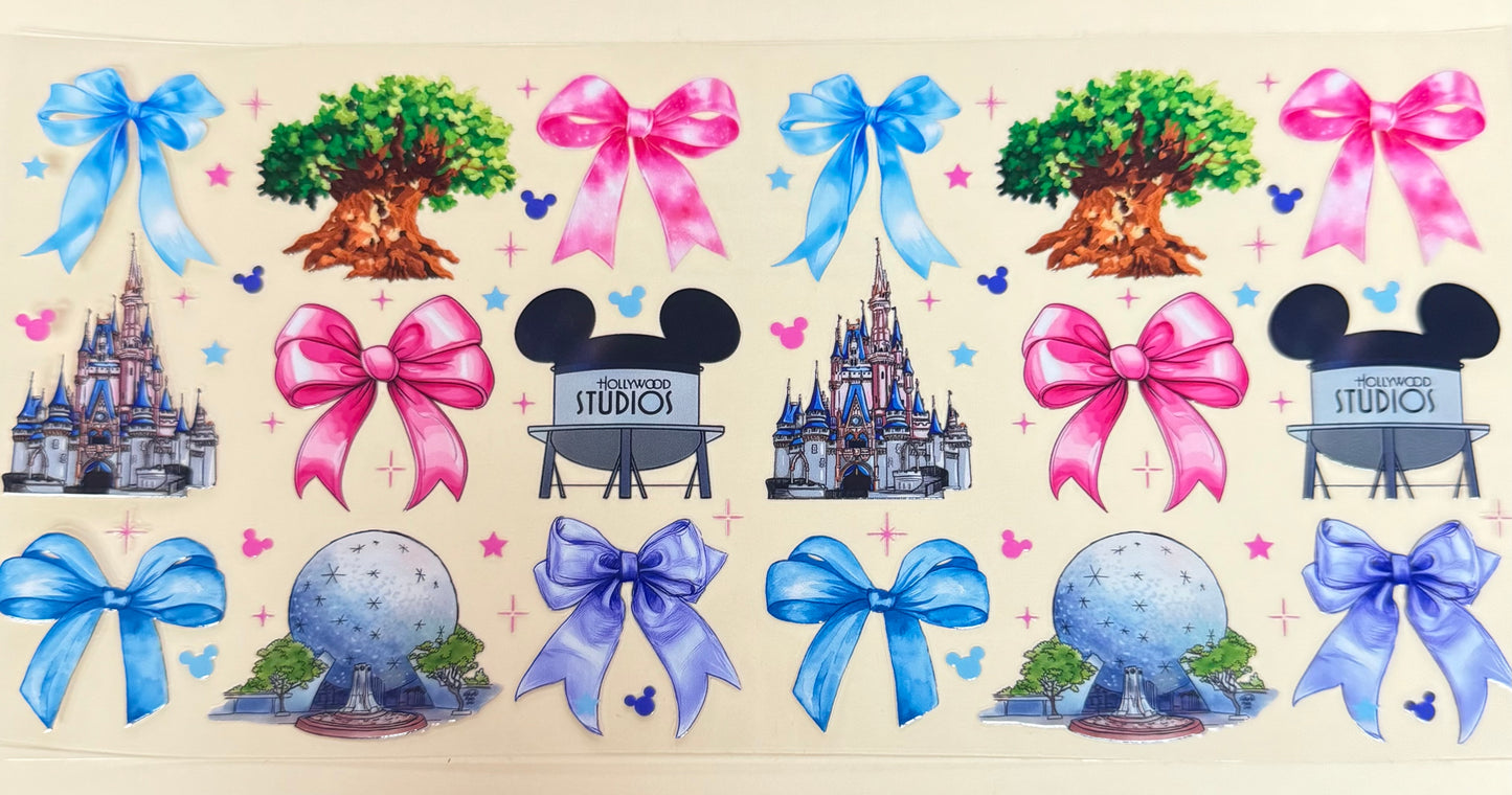 C377- (1PC) MOUSE/CASTLE/ BOWS 16OZ UV DTF Transfer Wrap/Sticker for Cup/Tumbler