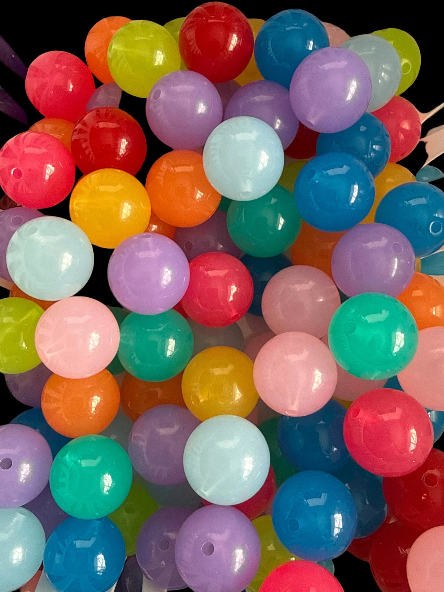 JB2- (10PCS) 17mm Mixed Bright Jelly Colors UVAB Round Opaque Acrylic Beads