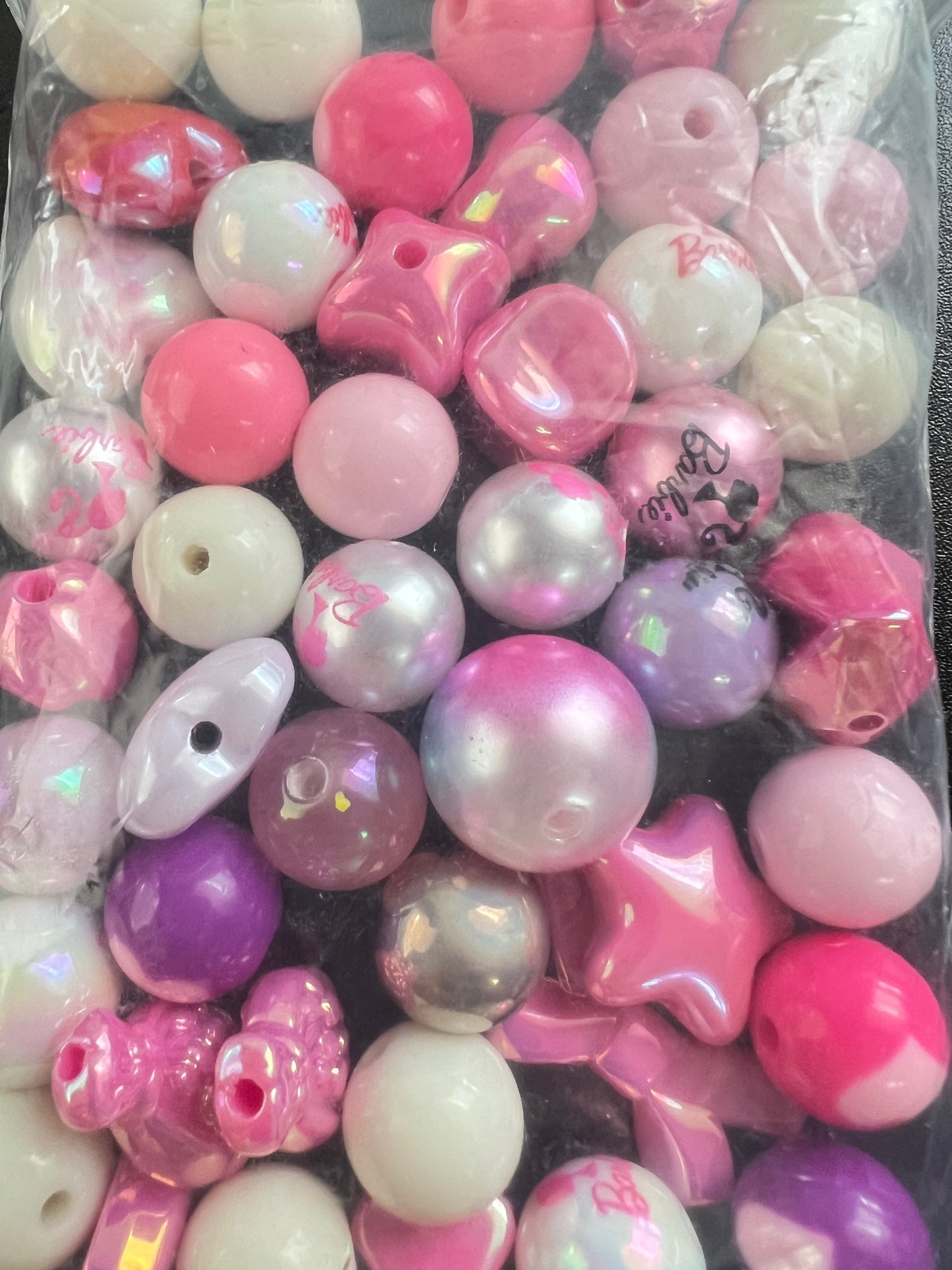 100GM mixed colors/sizes/hearts/bows/balloon DOLL UVAB Acrylic Beads image 3