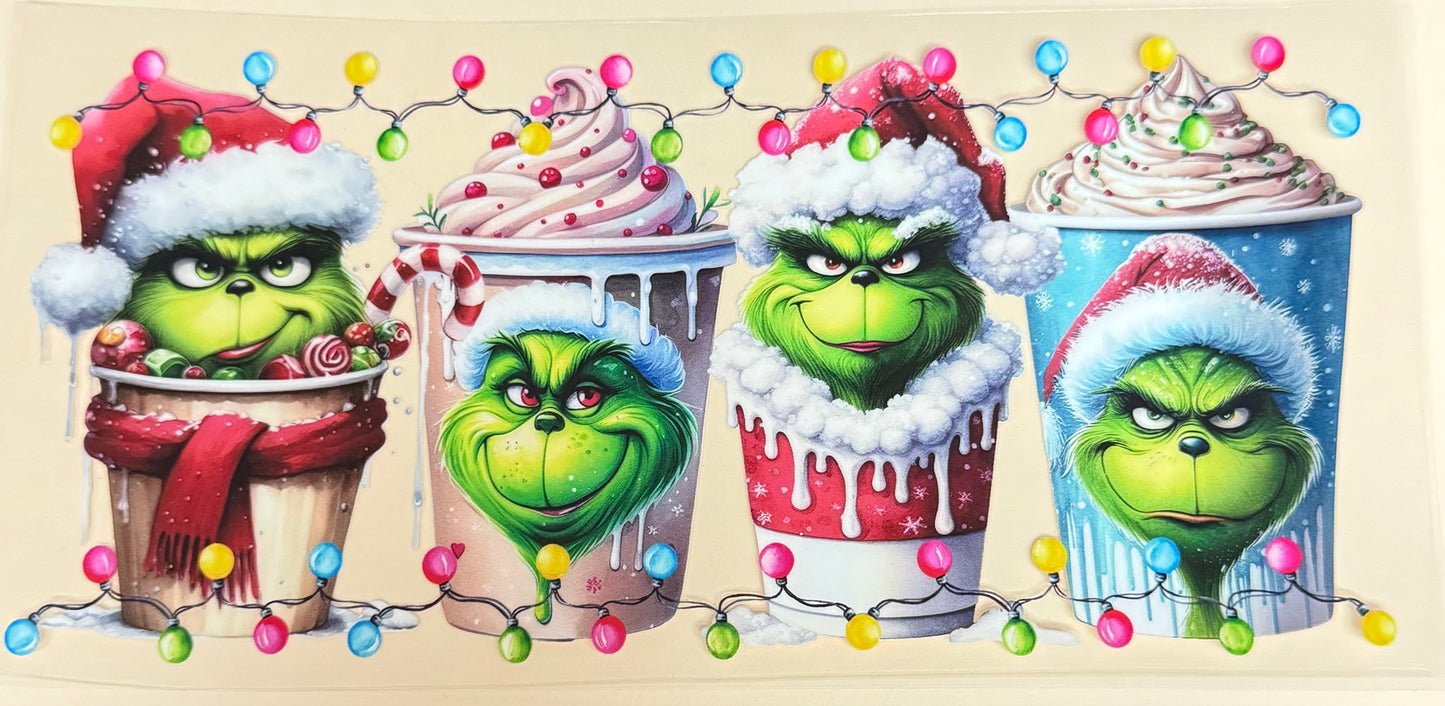 C427- (1PC) GRINCH DRINKS 16OZ UV DTF Transfer Wrap/Sticker for Cup/Tumbler