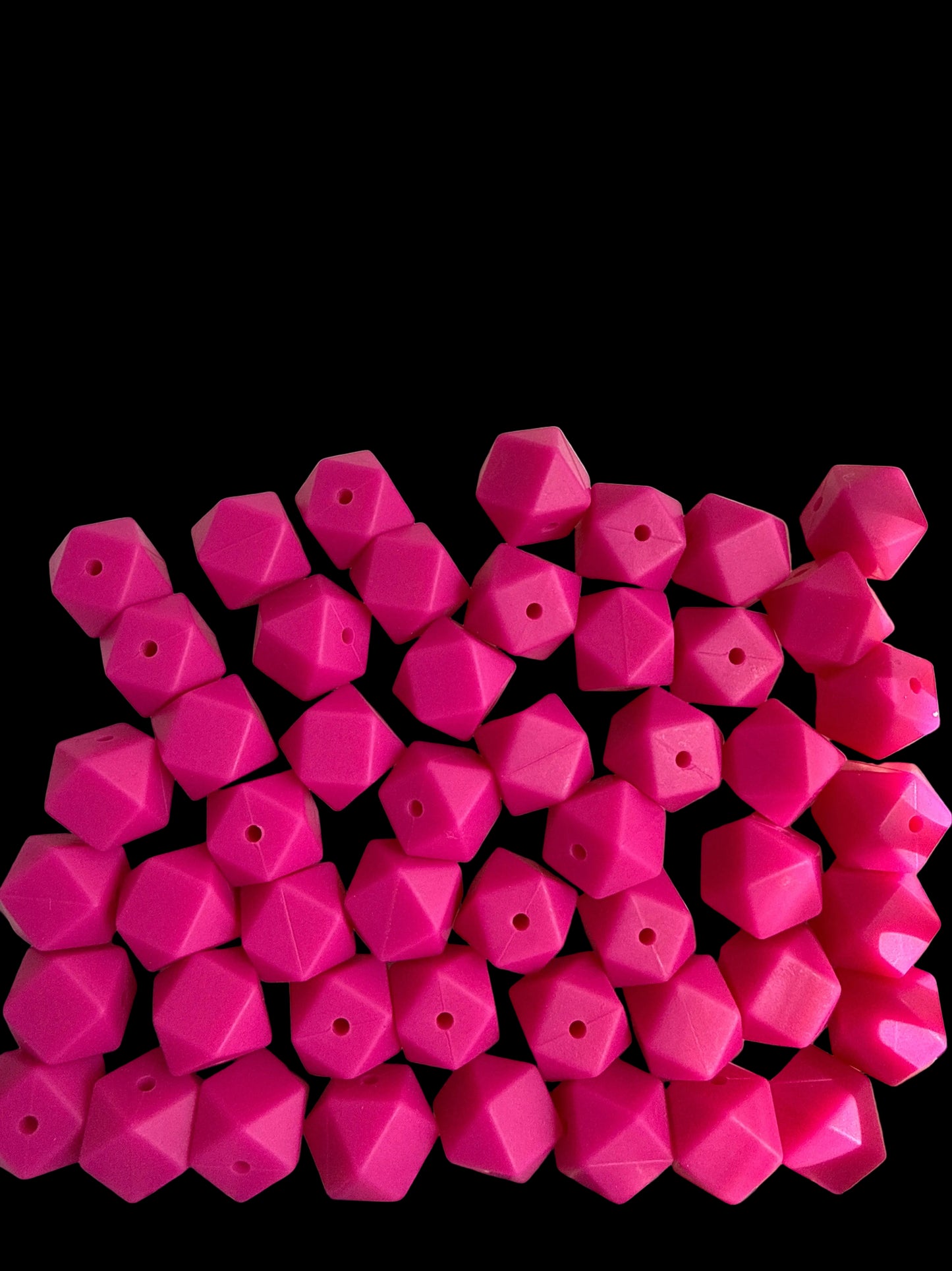 SILB30- (10PCS) 18mm Hexagon MAGENTA Color SILICONE beads for DIY